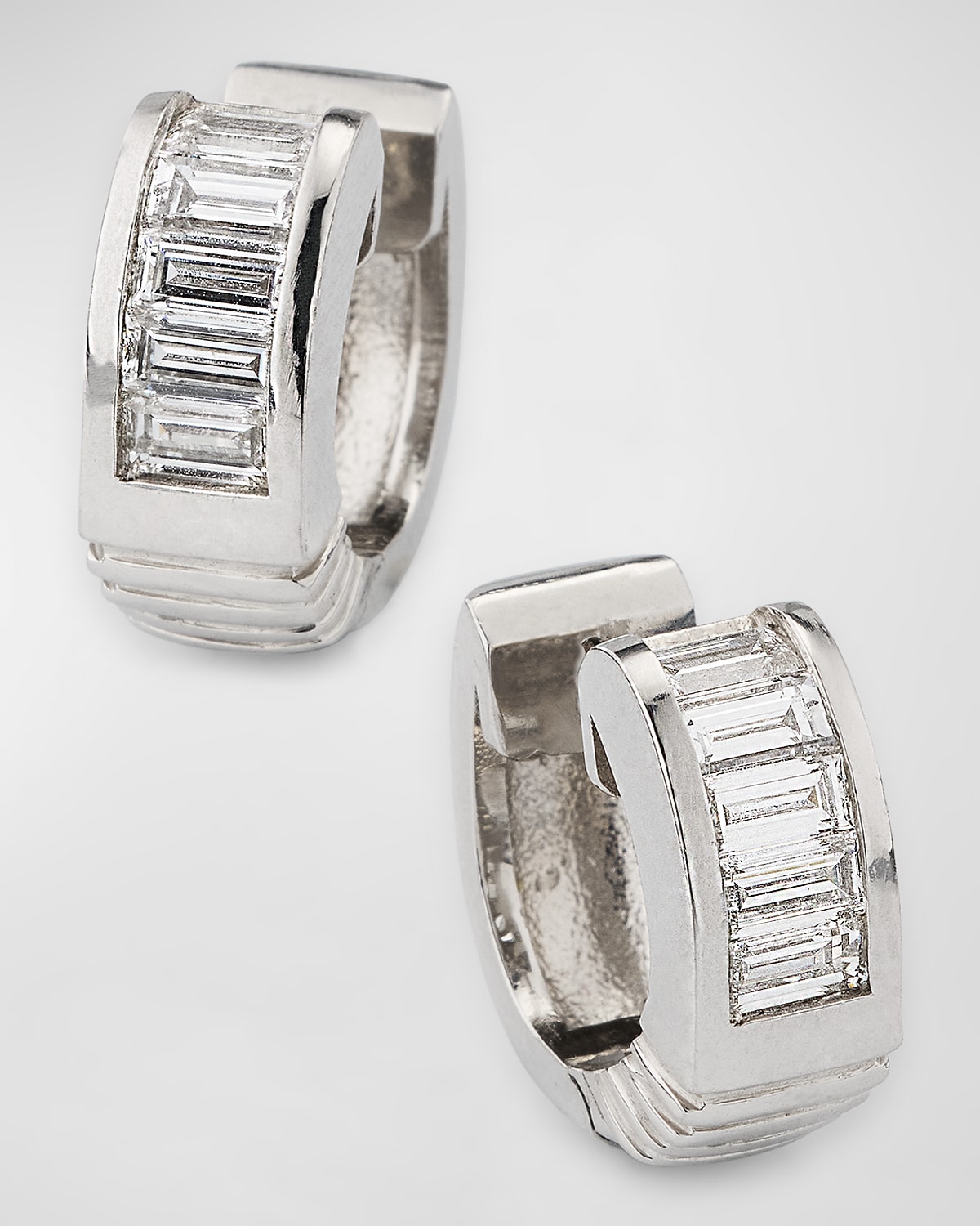 Diamond Buckle Huggie Hoop Earrings