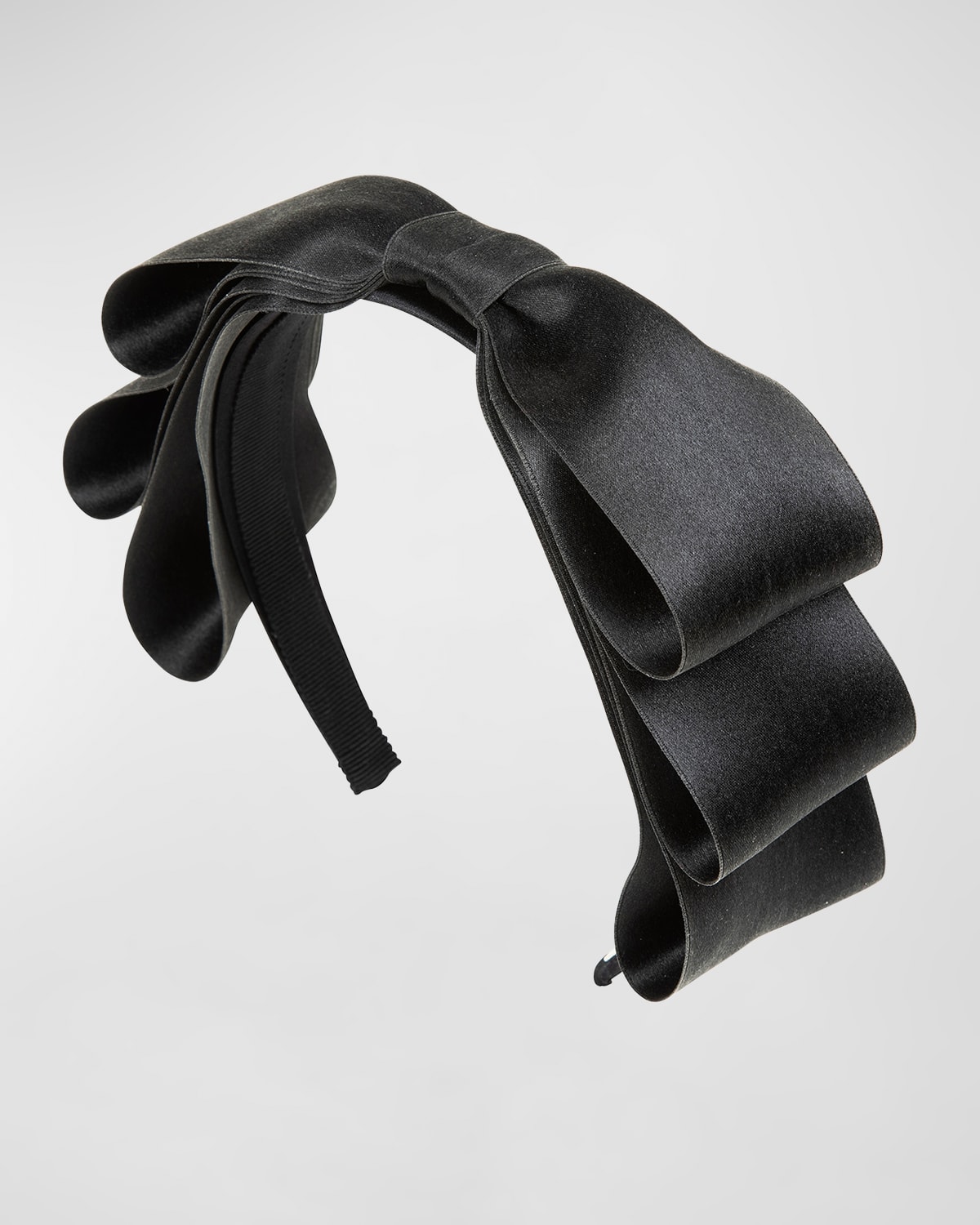 Jennifer Behr Karina Bow Satin Headband In Black