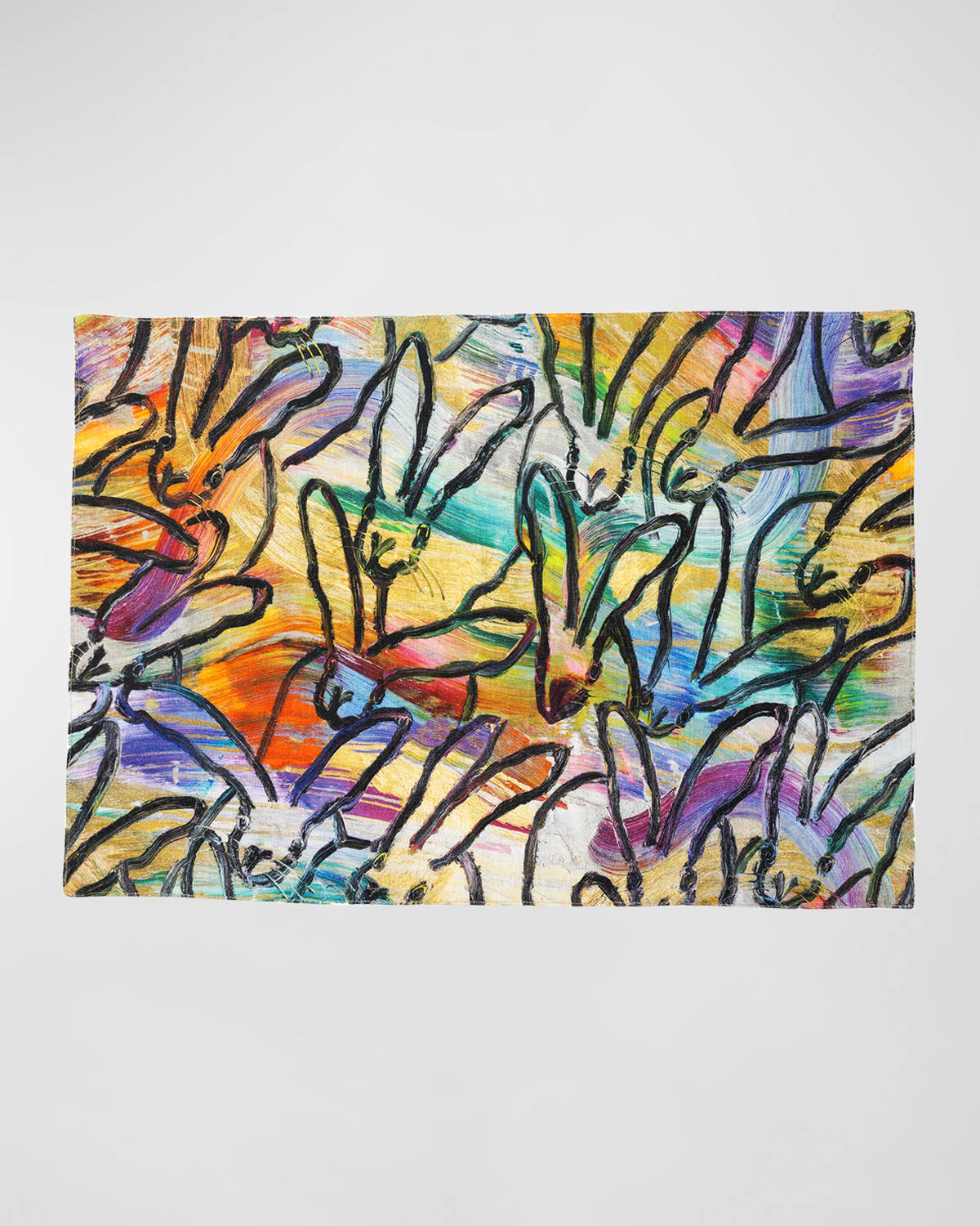 Hunt Slonem Wonderland Printed Linen Placemat In Multi