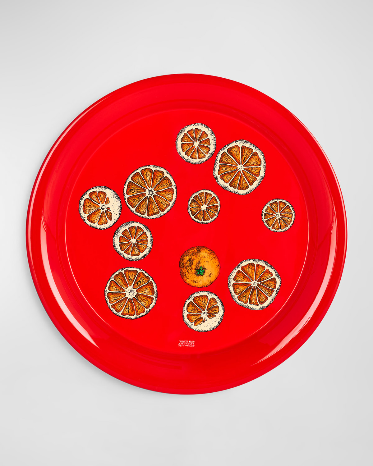 Fornasetti Fette D'arancia Tray In Color On Red