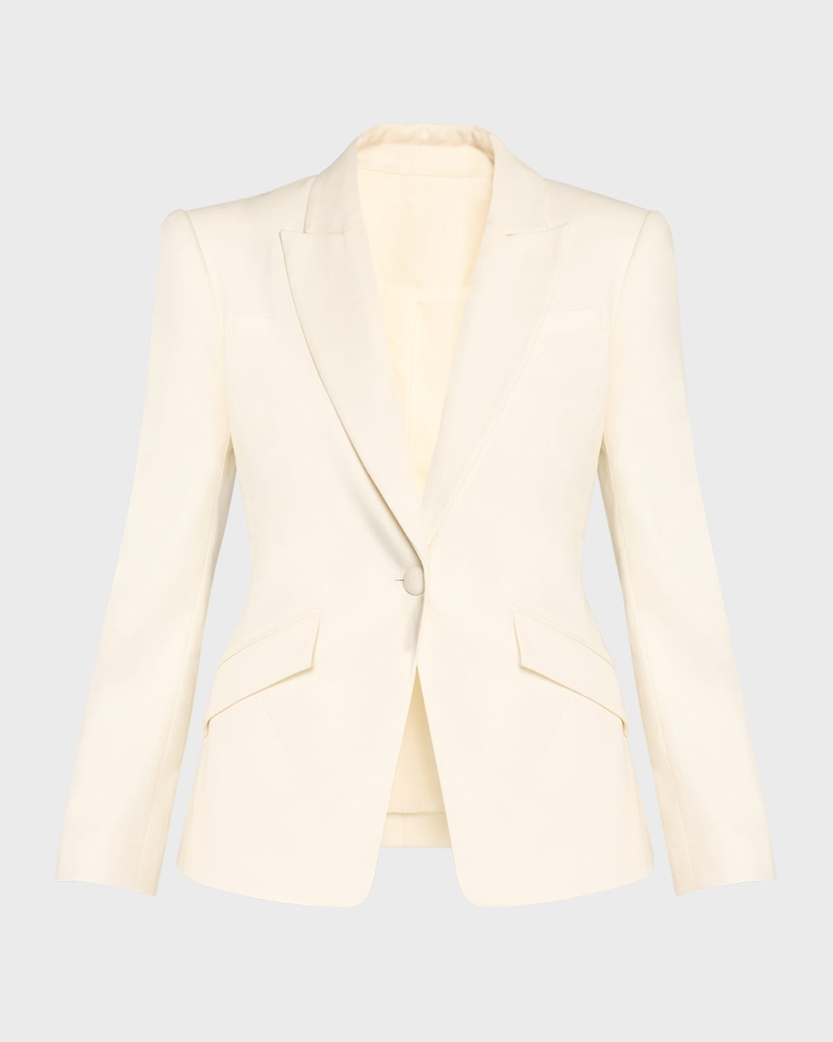 Single-Breasted Linen Blazer Jacket