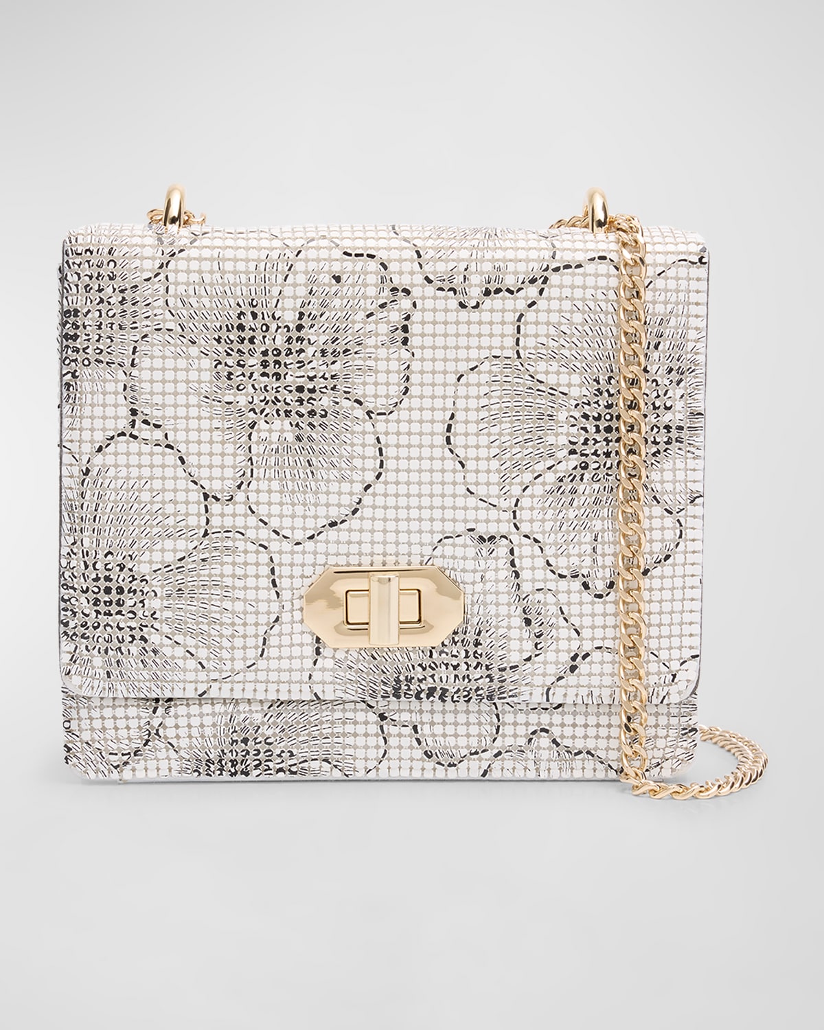 Mesh Floral Suede Shoulder Bag