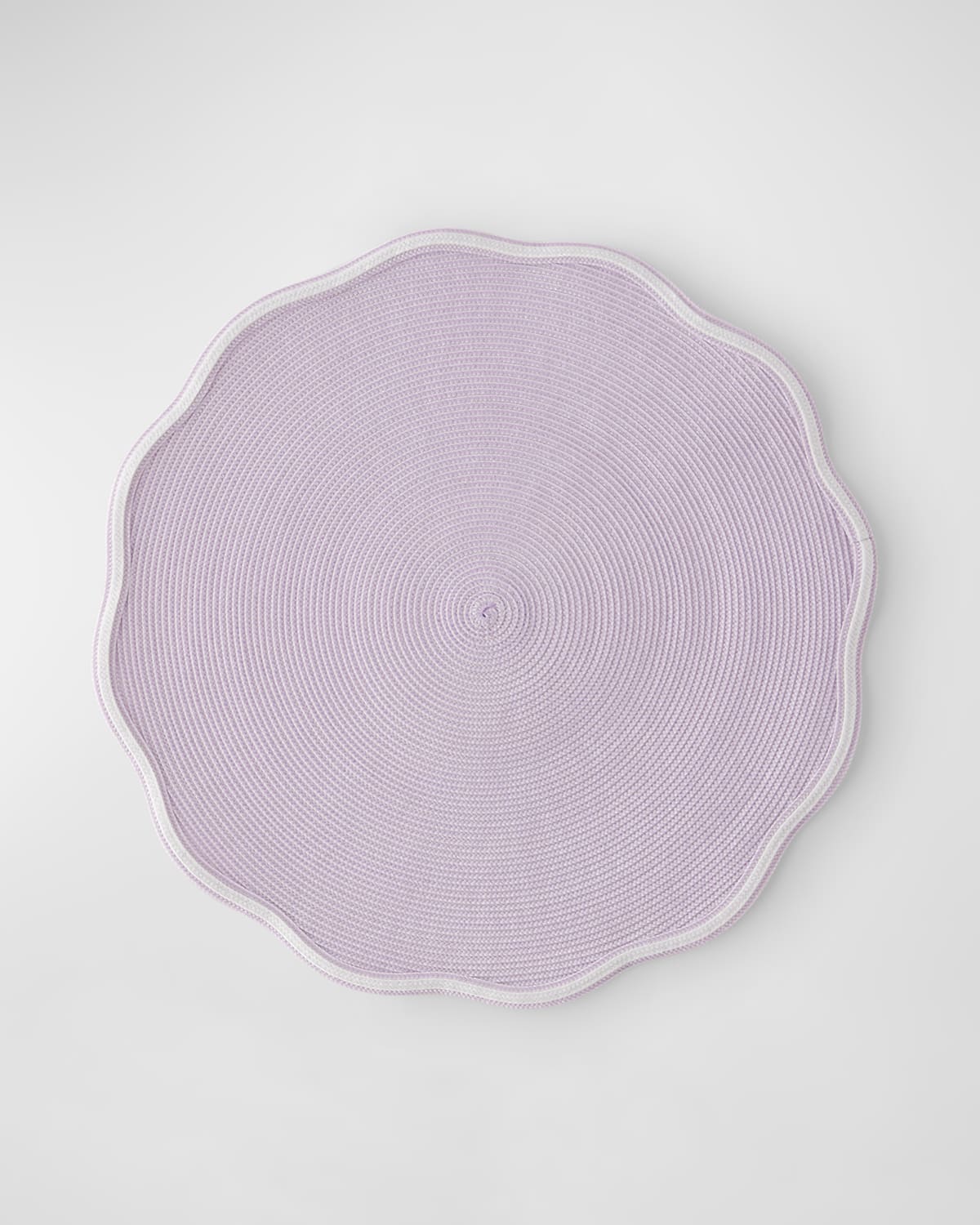 Shop Deborah Rhodes Piped Round Scallop Placemats, Set Of 4 In Ivory/orchid