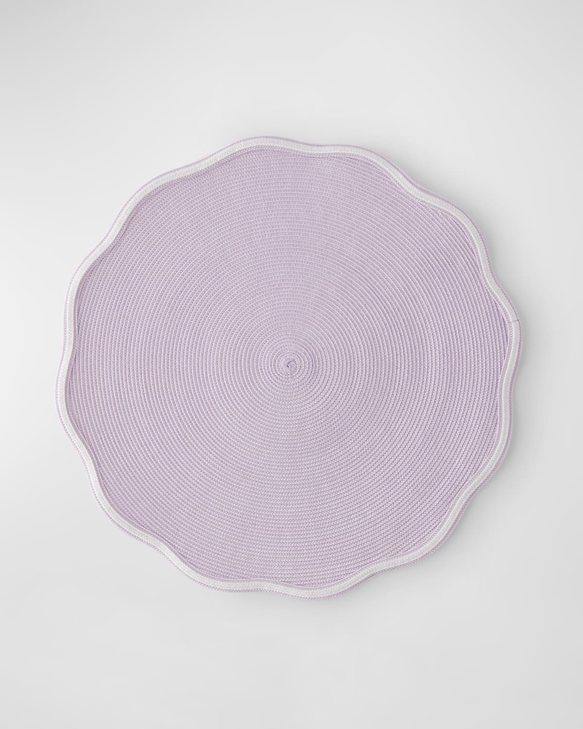 Deborah Rhodes Piped Round Scallop Placemats, Set Of 4 In Ivory/orchid
