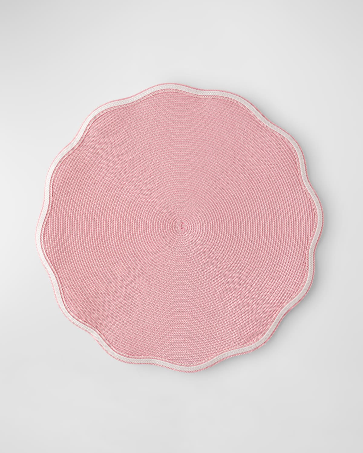 Shop Deborah Rhodes Piped Round Scallop Placemats, Set Of 4 In Ivory/pink