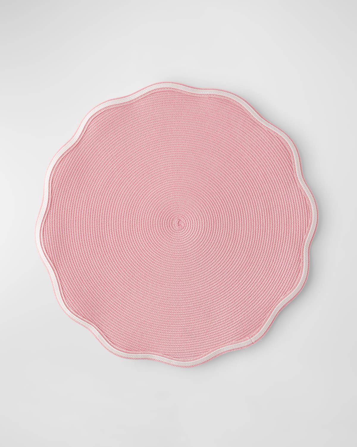 Deborah Rhodes Piped Round Scallop Placemats, Set Of 4 In Pink