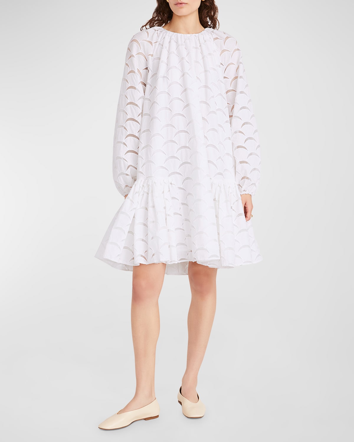 Shop Merlette Emile Sheer-inset Flounce Dress In White