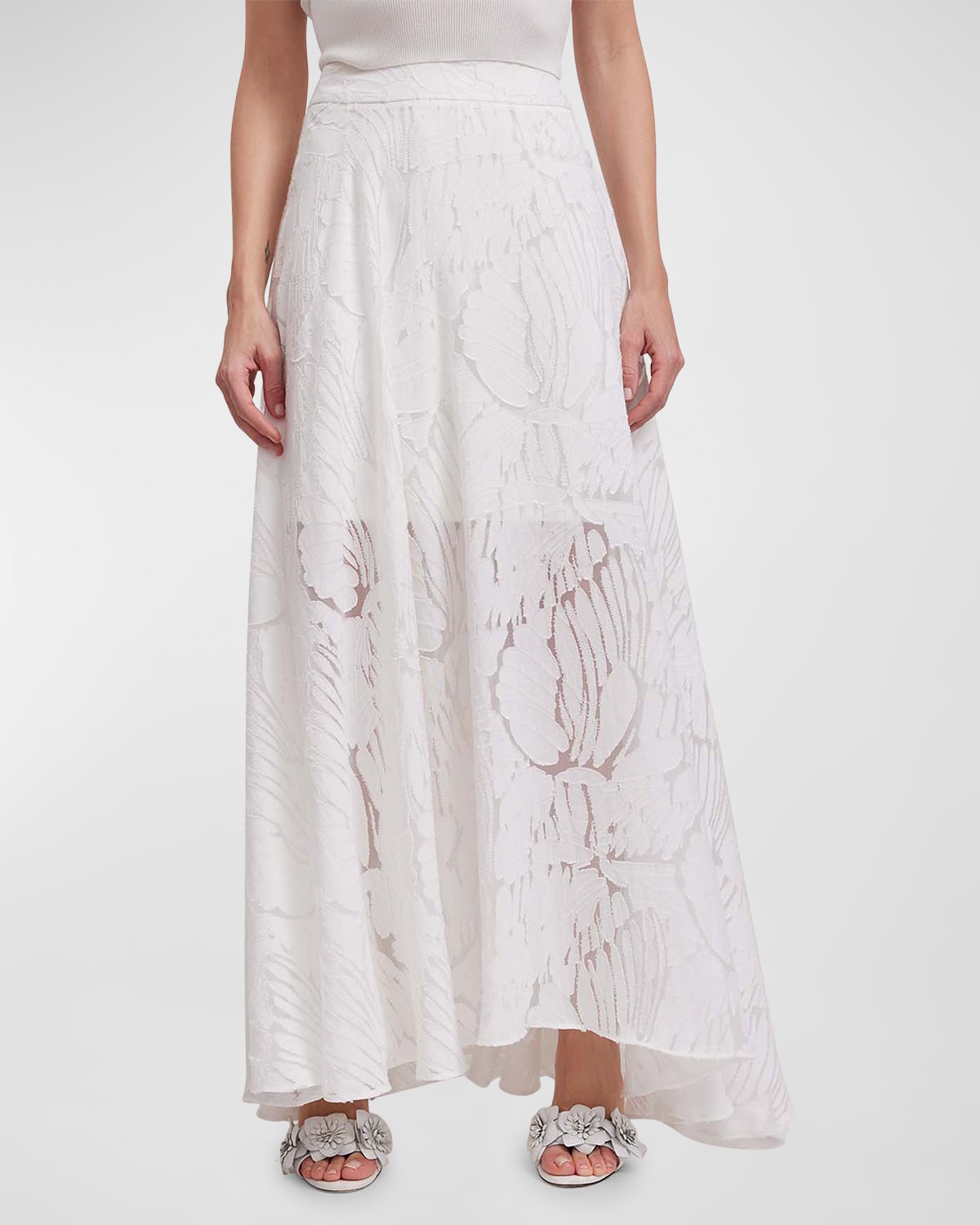 Shop Anne Fontaine Marbre Burnout Handkerchief Maxi Skirt In White