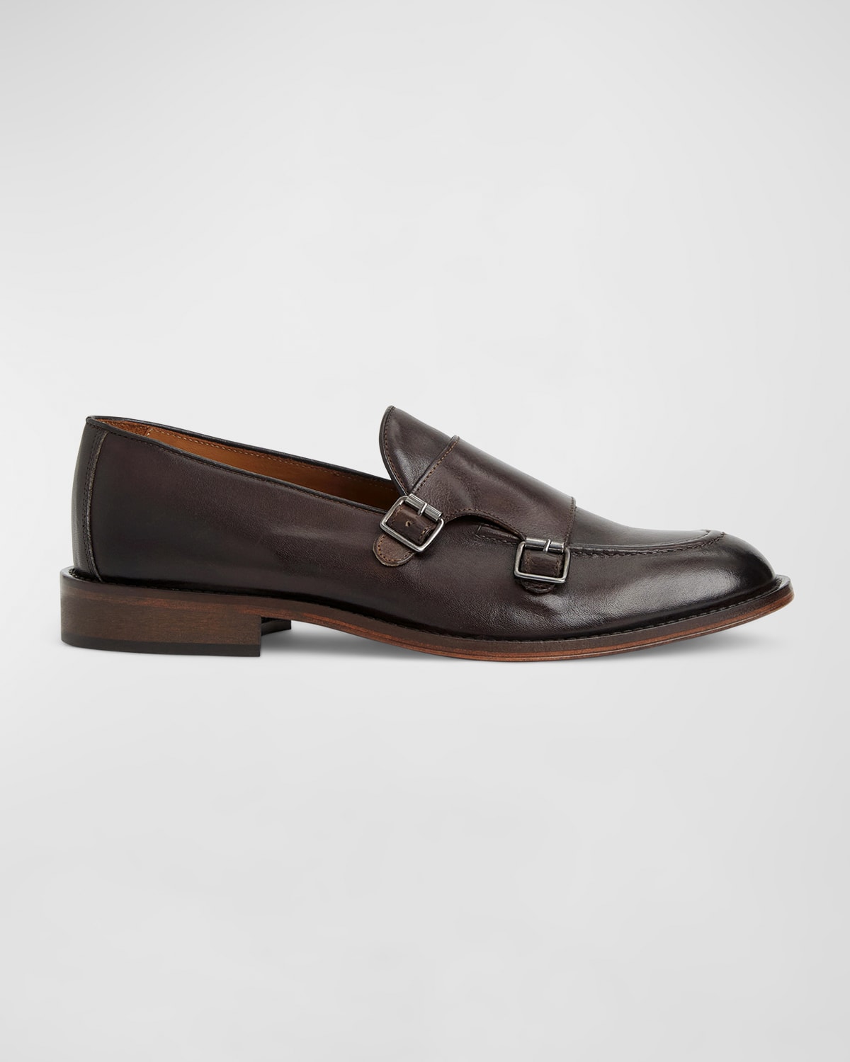 Shop Bruno Magli Men's Biagio Leather Double Monk Loafers In Brown