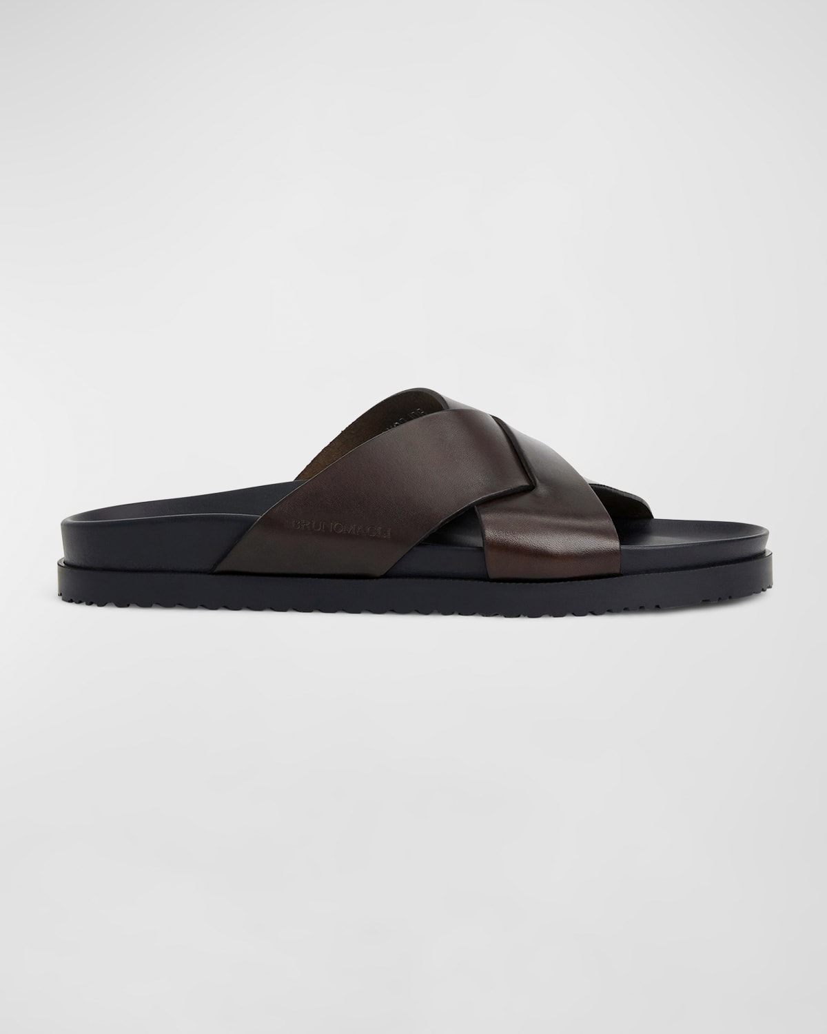 Men's Bologna Leather Crisscross Slide Sandals