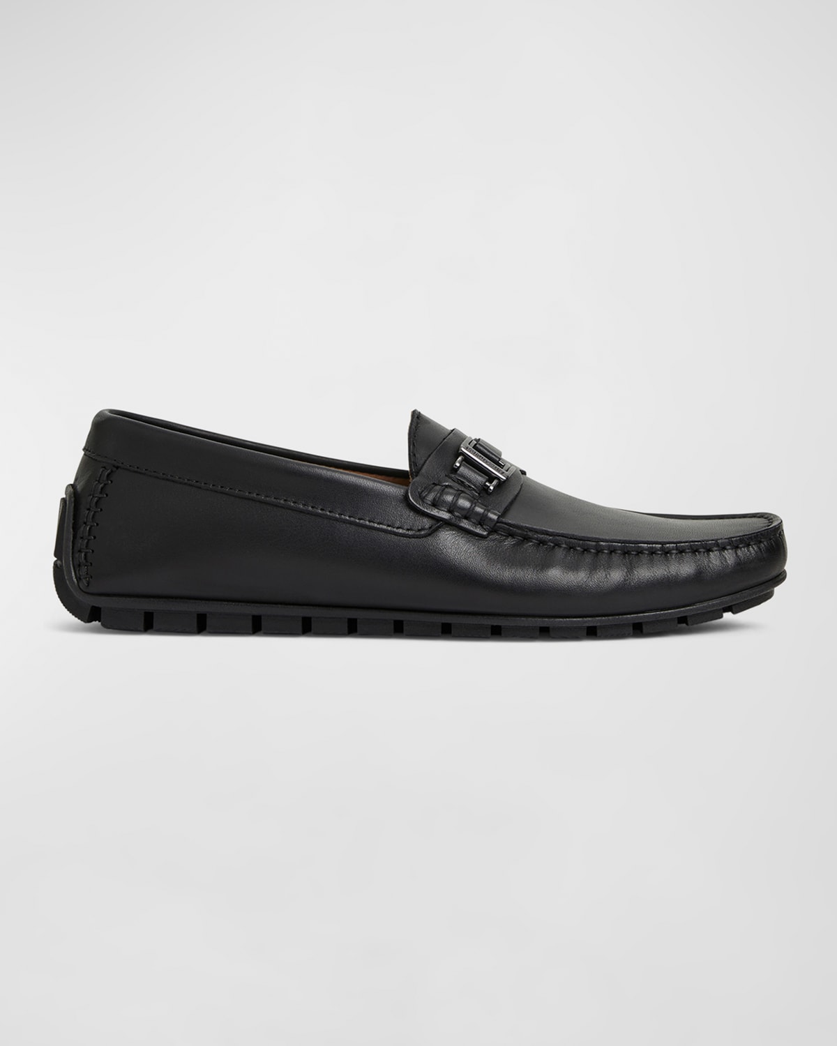 Shop Bruno Magli Men's Xanto Leather Bit Driver Loafers In Black