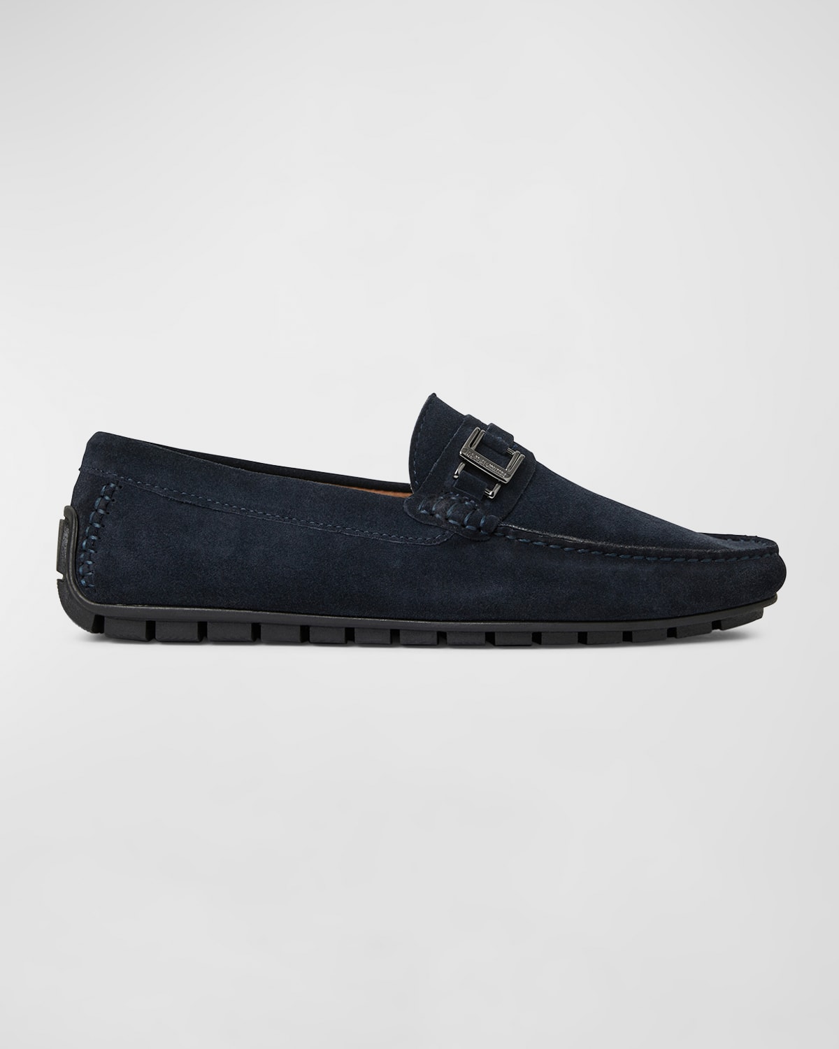Shop Bruno Magli Men's Xanto Leather Bit Driver Loafers In Navy