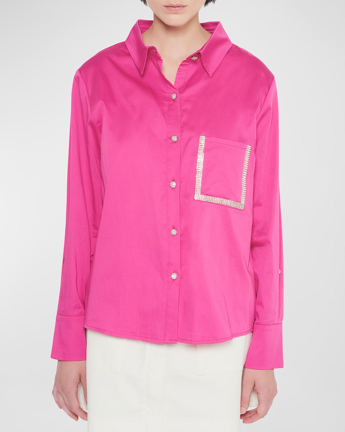 Shop As By Df Valentina Embellished Blouse In Magenta