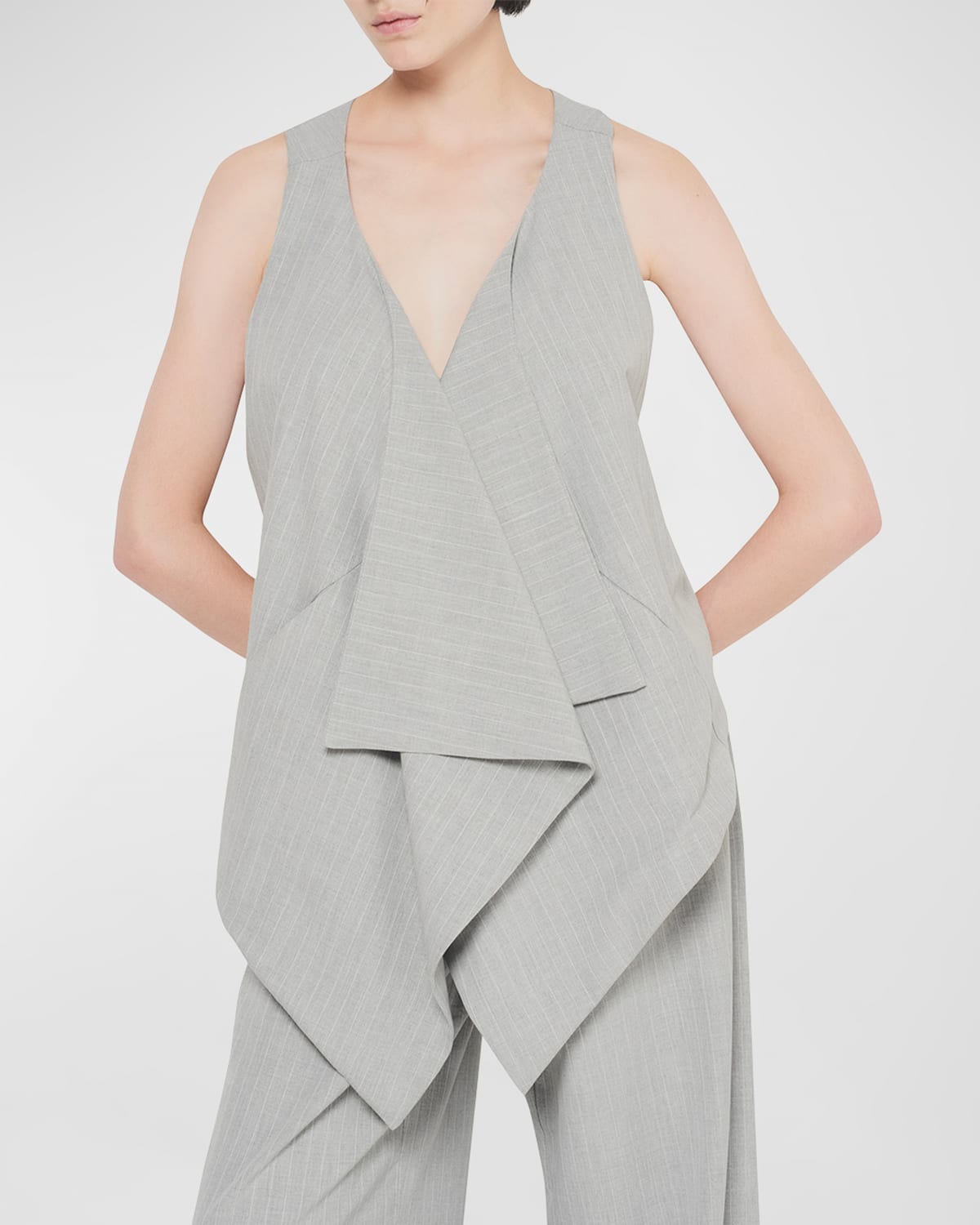 As By Df Luxembourg Pinstripe Twill Vest In Gray Pinstripe