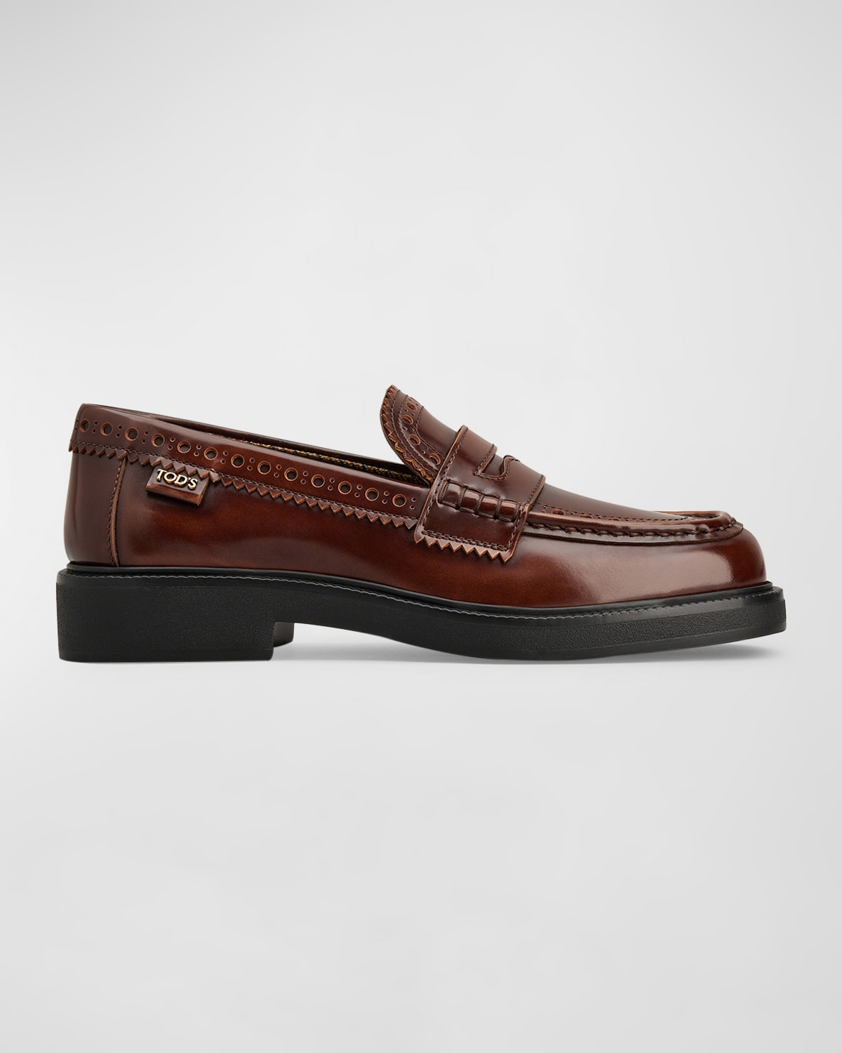 Shop Tod's Gomma Classic Leather Penny Loafers In Cuoio Scuro