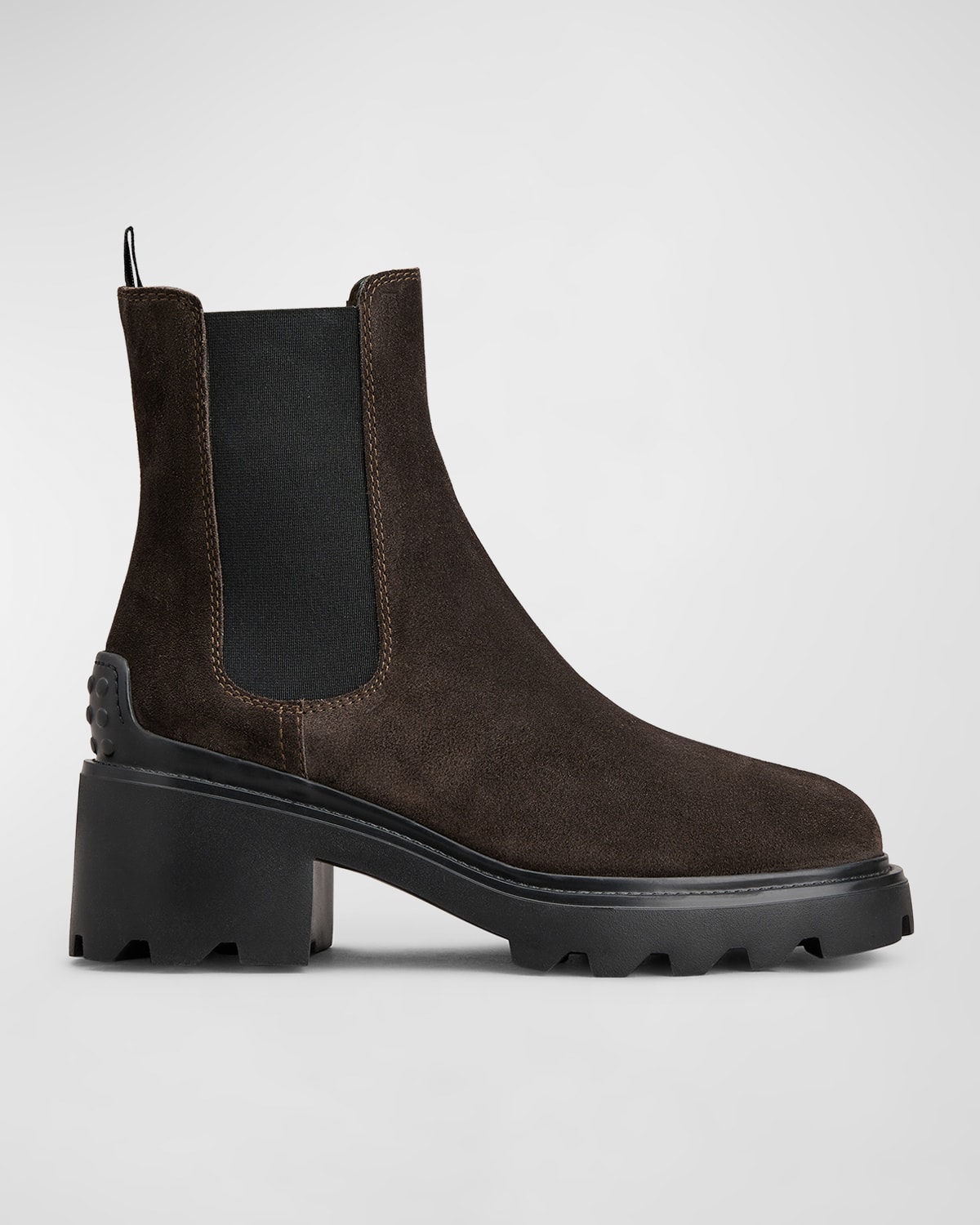 Tod's Suede Chelsea Ankle Booties In Palissandro