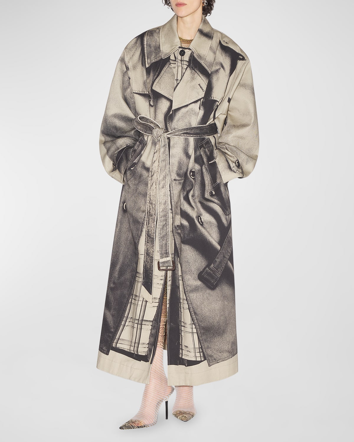 Trench Trompe Loeil Belted Oversized Trench Coat