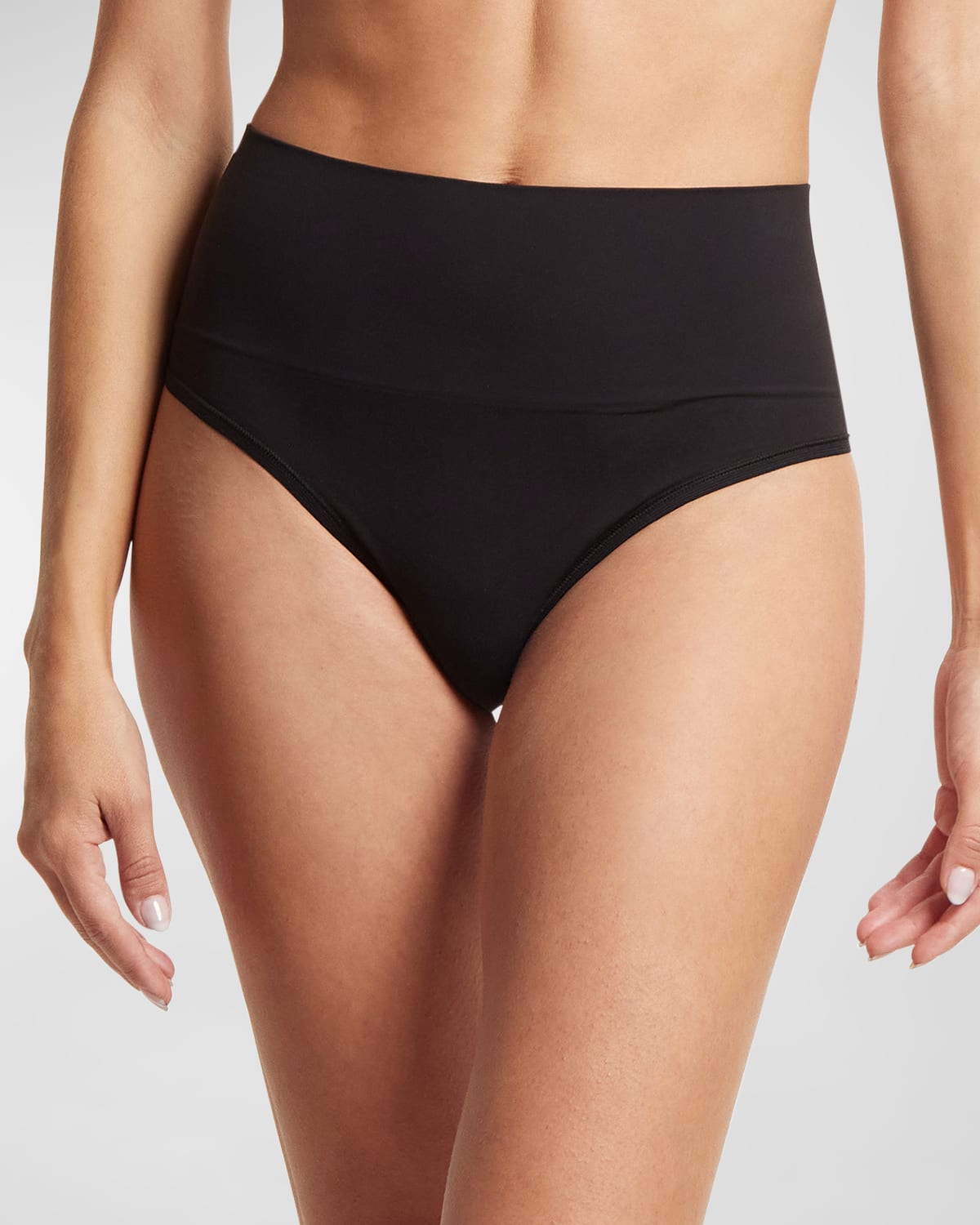 Shop Hanky Panky Body Seamless Mid-rise Thong In Black