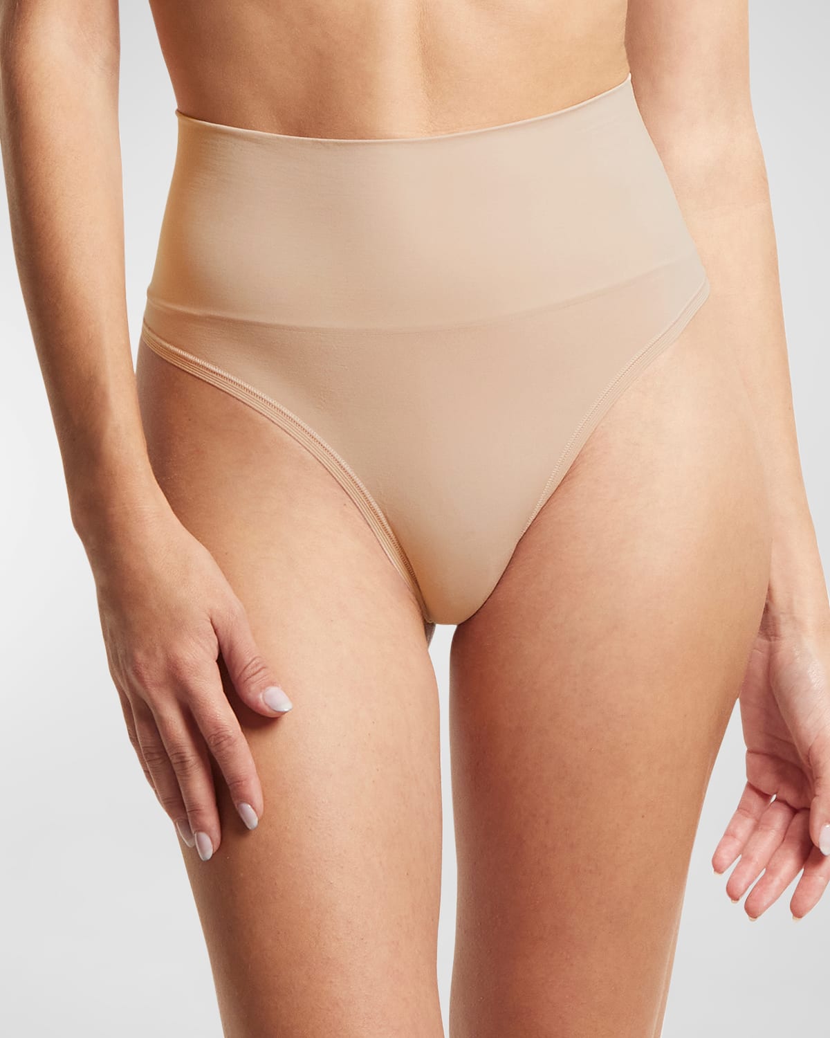 Shop Hanky Panky Body Seamless Mid-rise Thong In Chai