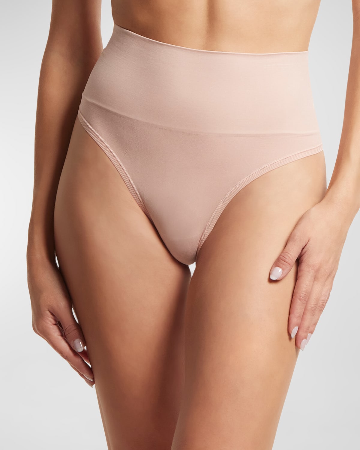 Shop Hanky Panky Body Seamless Mid-rise Thong In Inner Peace