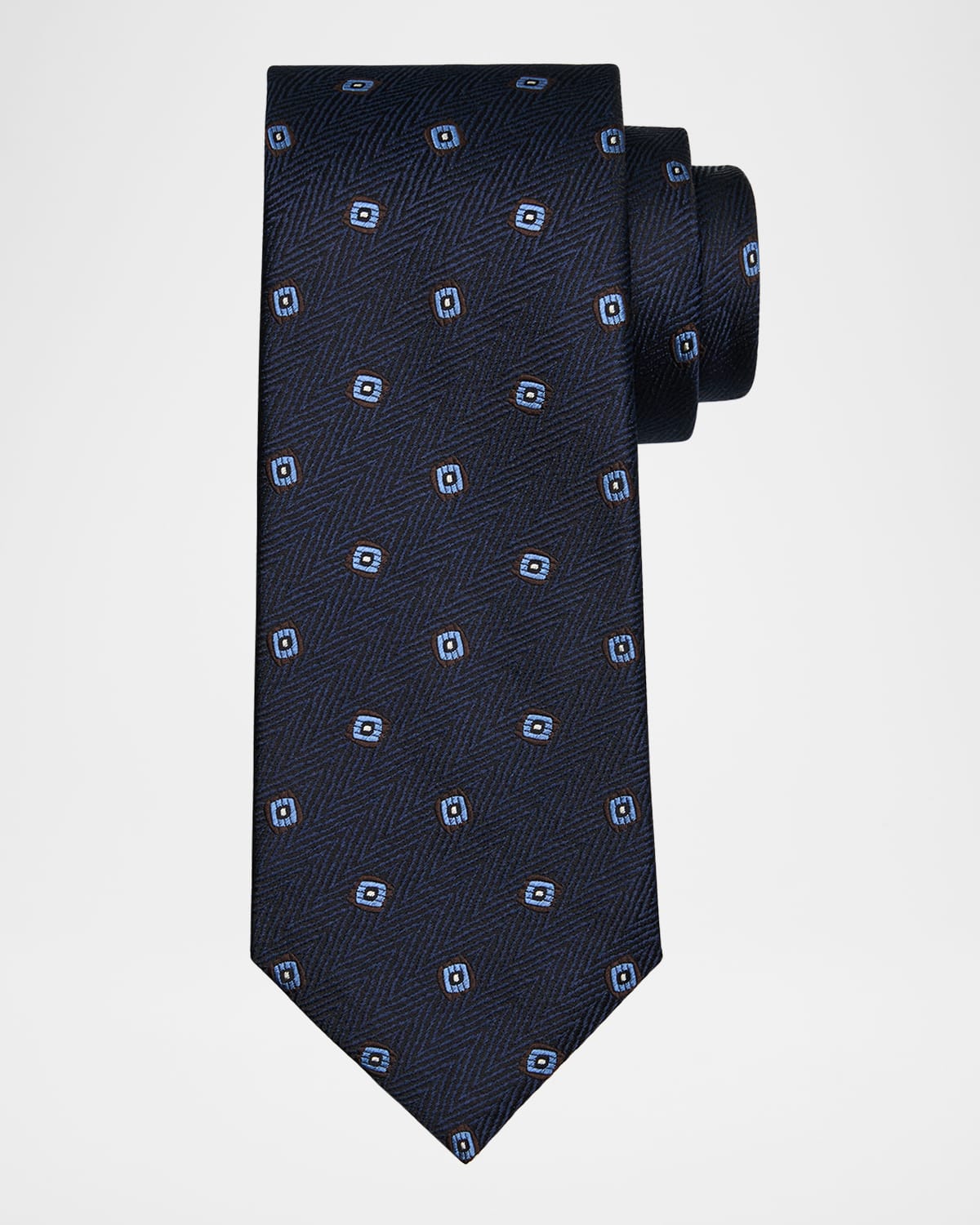 Men's Chevron Tossed Squares Silk Tie