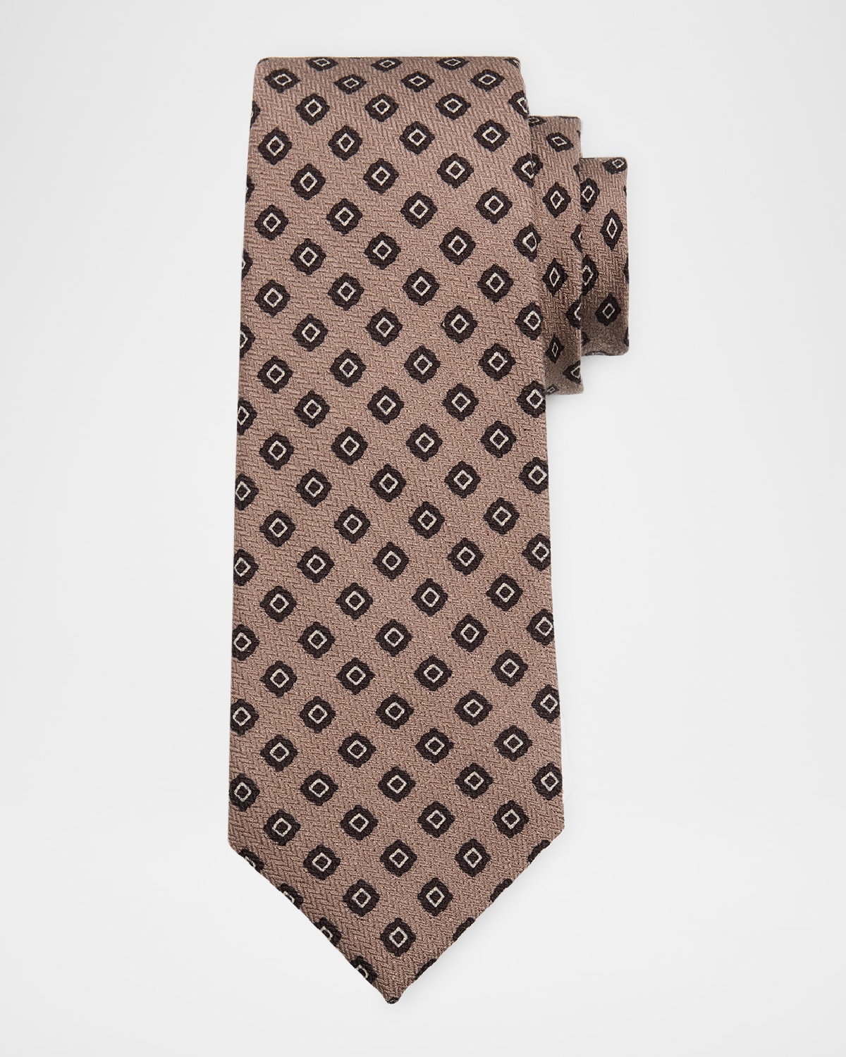 Men's Wool and Silk Printed Square Tie