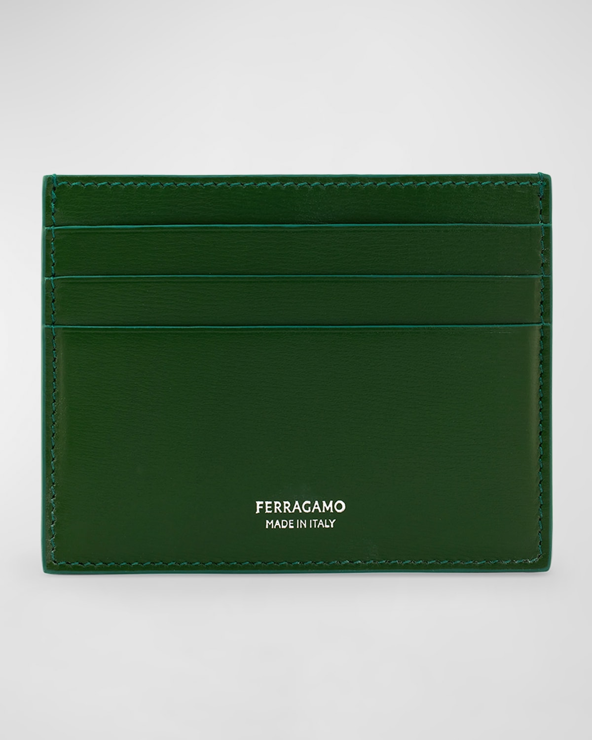 Ferragamo Men's Florence Leather Card Case In Forest Gre