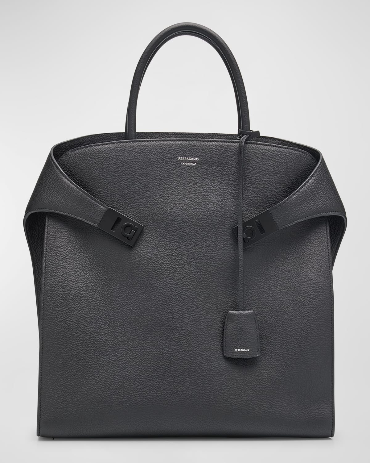 FERRAGAMO MEN'S HUG LEATHER TOTE BAG 