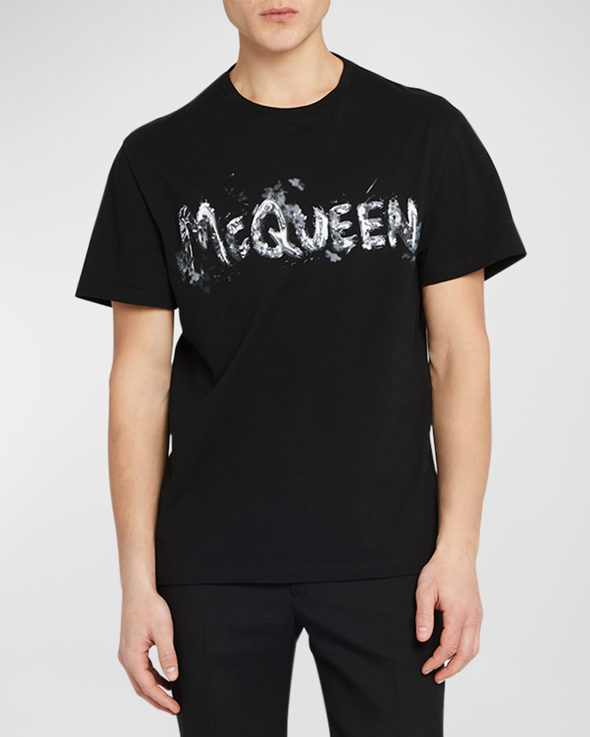 Shop Alexander Mcqueen Men's Logo Crew T-shirt In Grey Black
