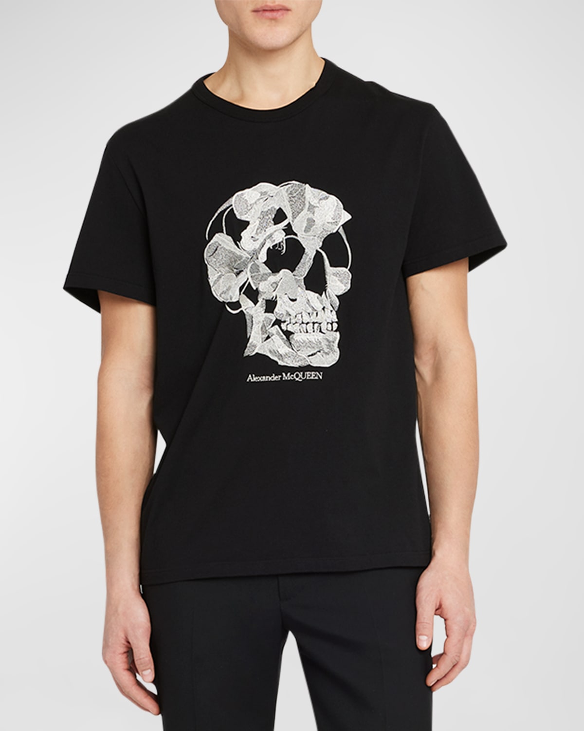 Shop Alexander Mcqueen Men's Skull-print T-shirt In Black