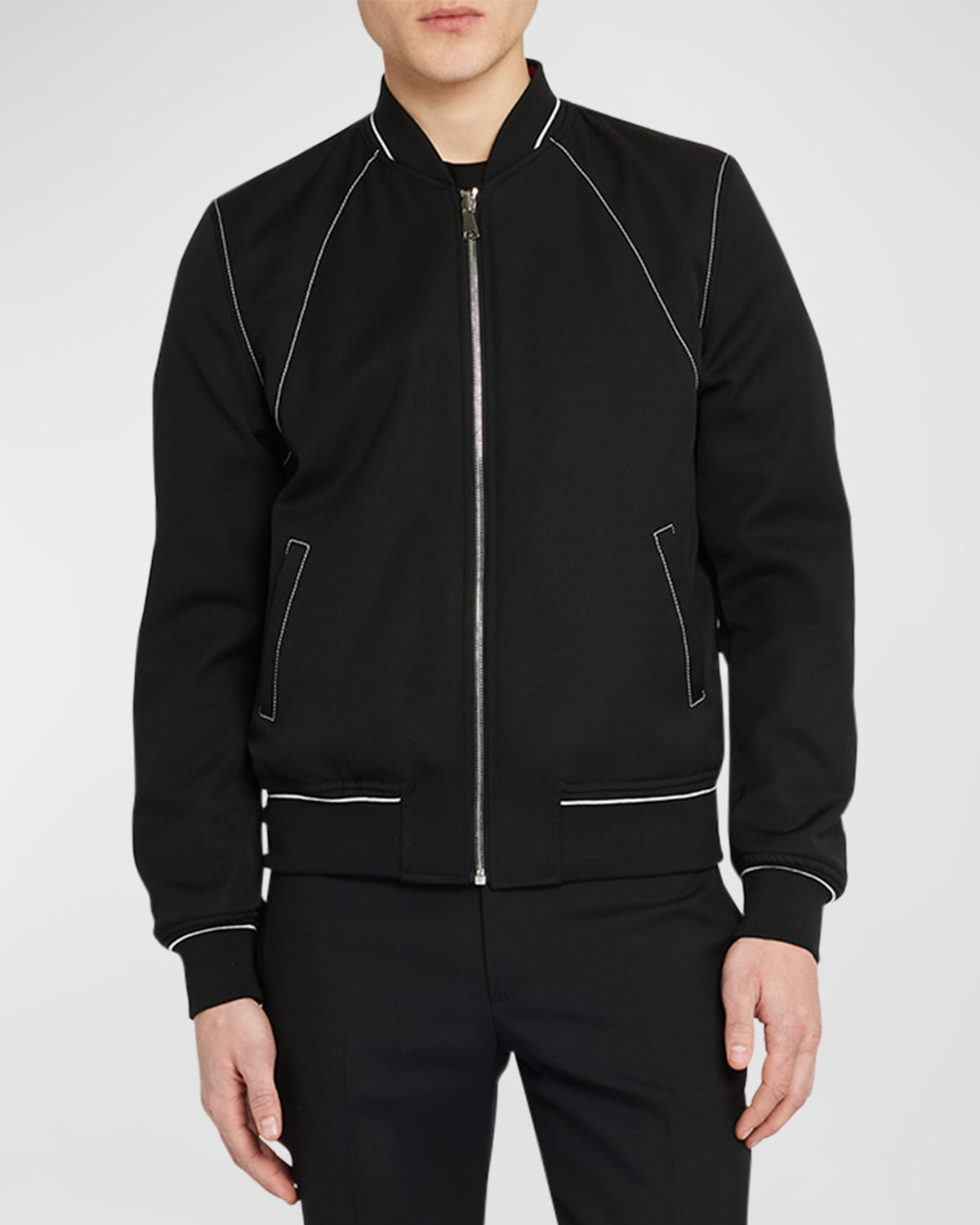 Shop Alexander Mcqueen Men's Reversible Harness Bomber Jacket In Black