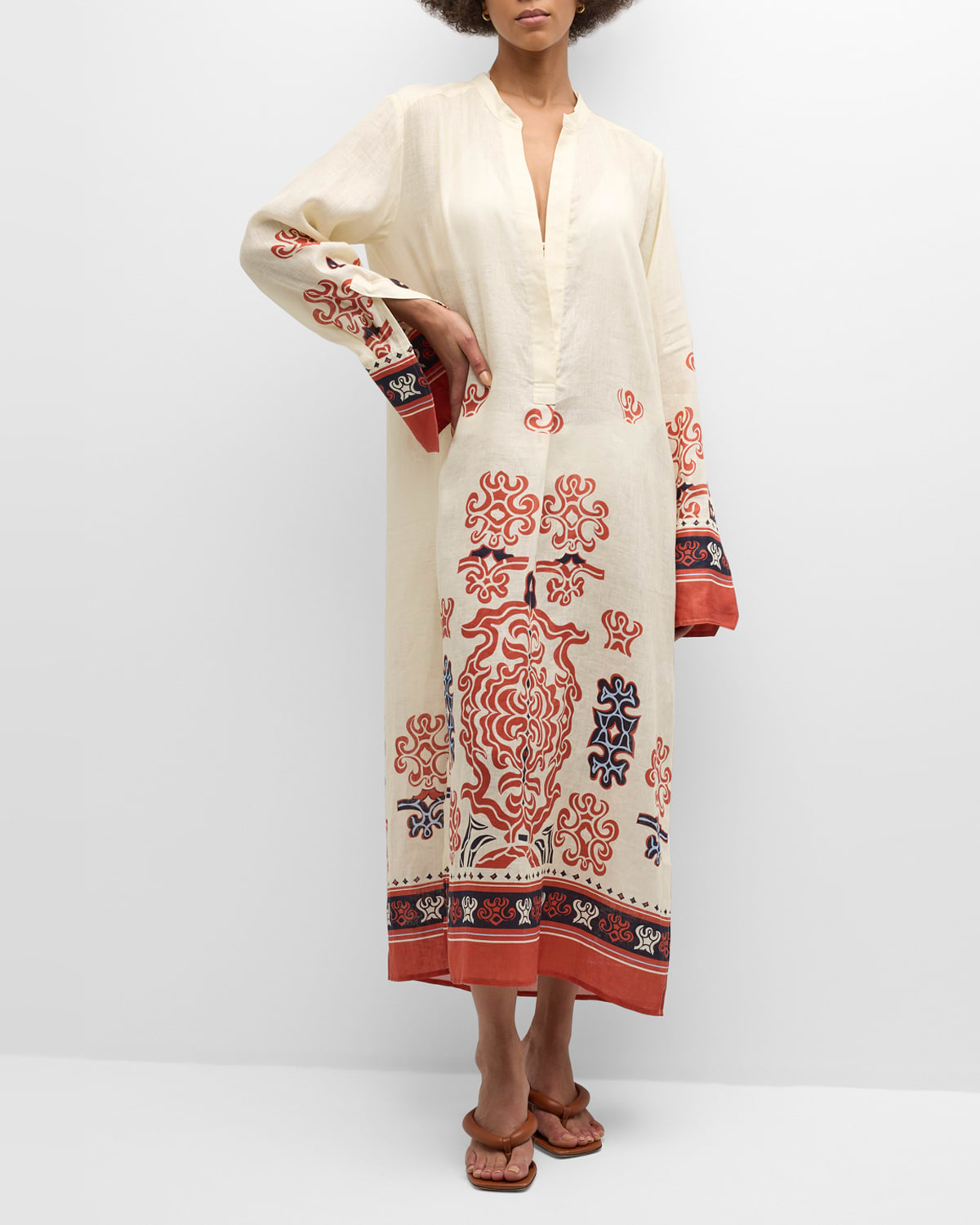 Shop A.l.c Kacey Kaftan-style Maxi Dress In Cream Spice