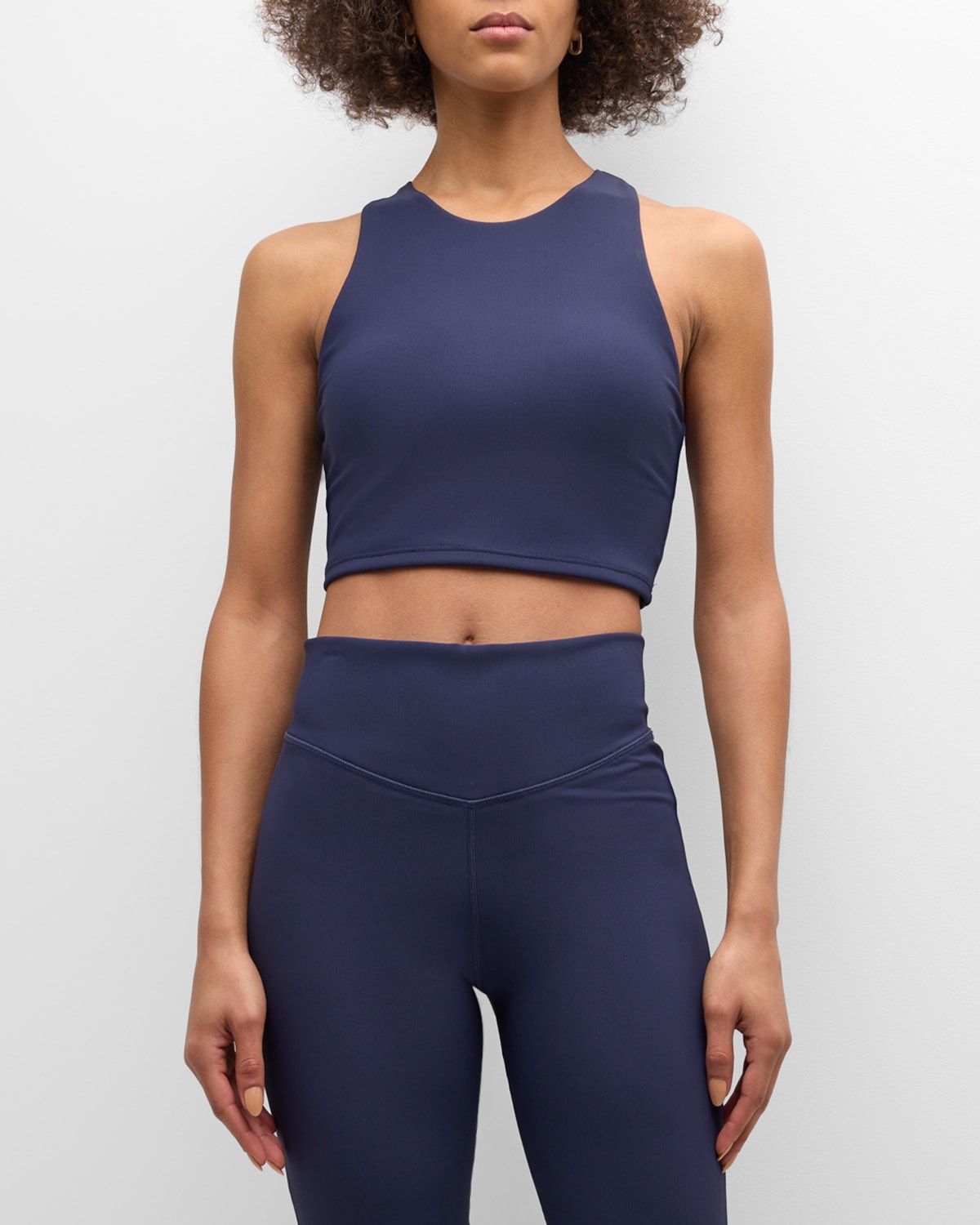 Shop The Upside Ribbed Samara Cropped Tank Top In Navy