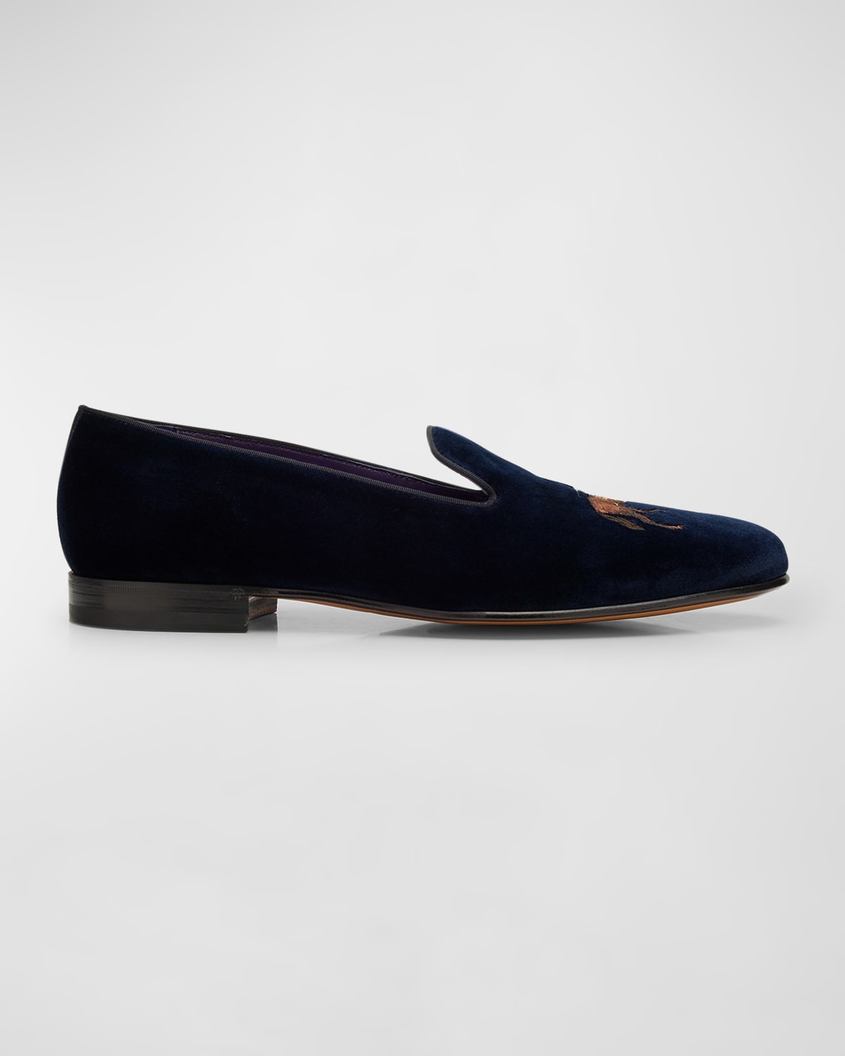Men's Alonzo Embroidered Velvet Slippers