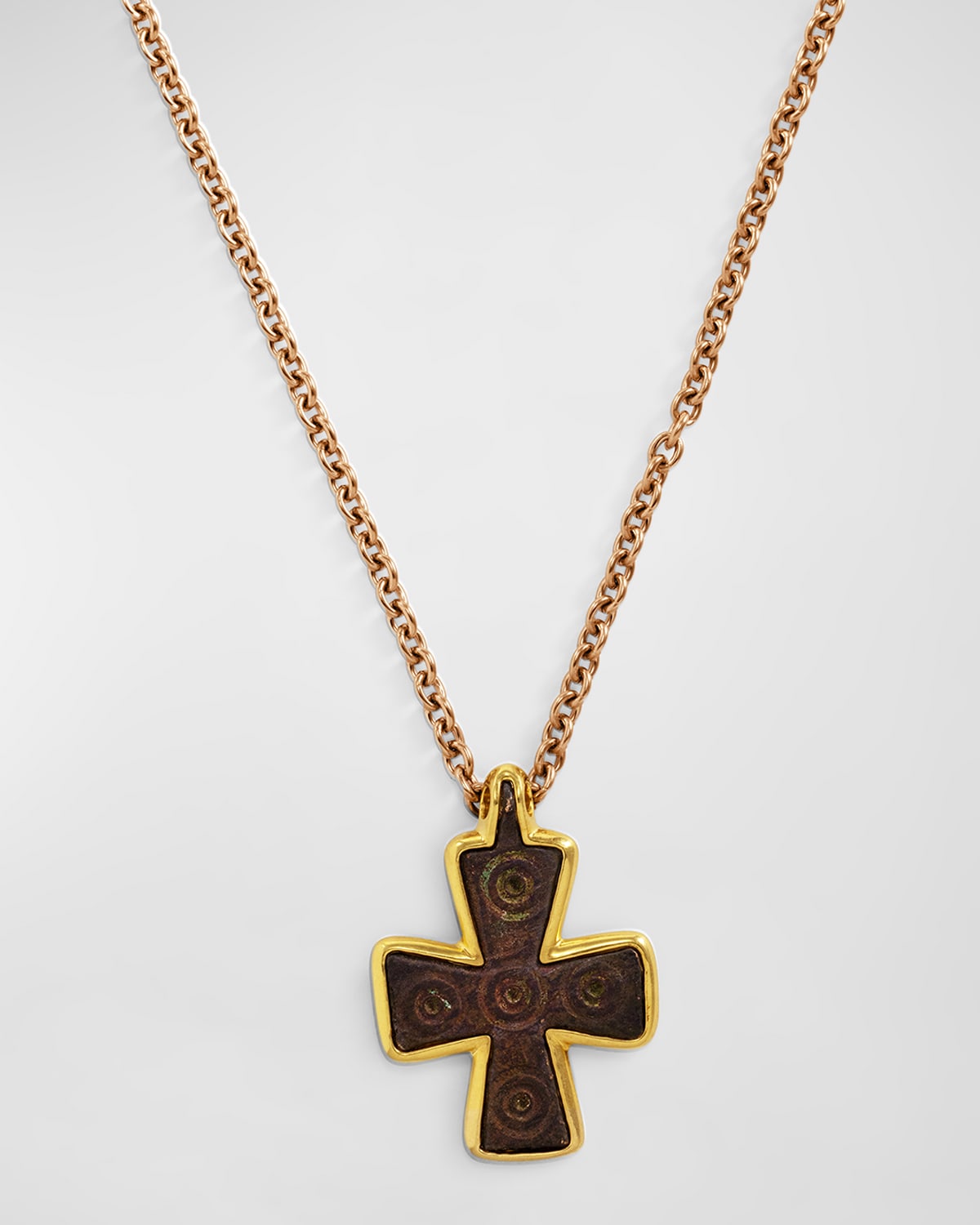 Jorge Adeler Men's 18k Yellow Gold Byzantine Cross Pendant In Black
