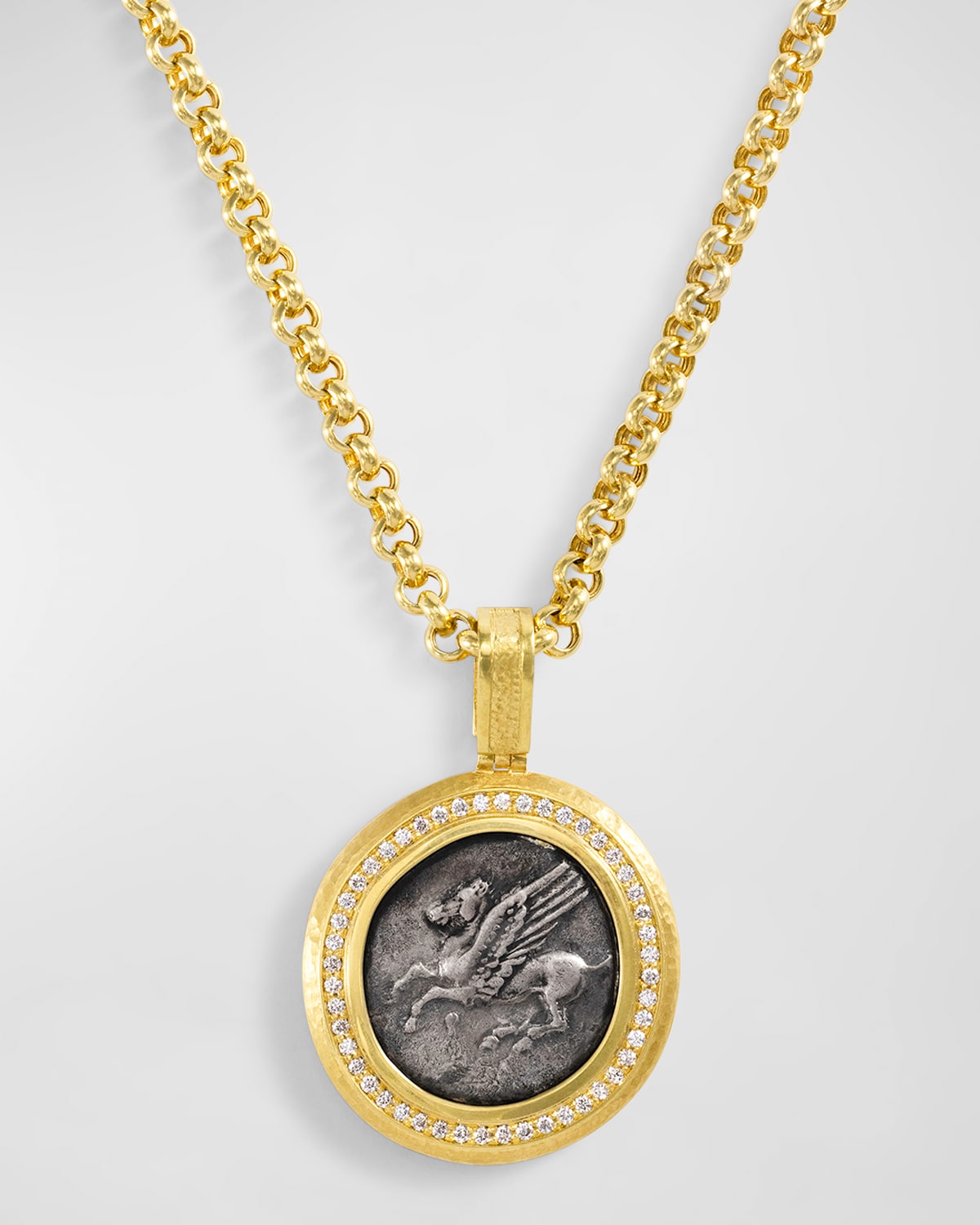 Jorge Adeler Men's 18k Gold Pegasus Coin And Diamond Pendant