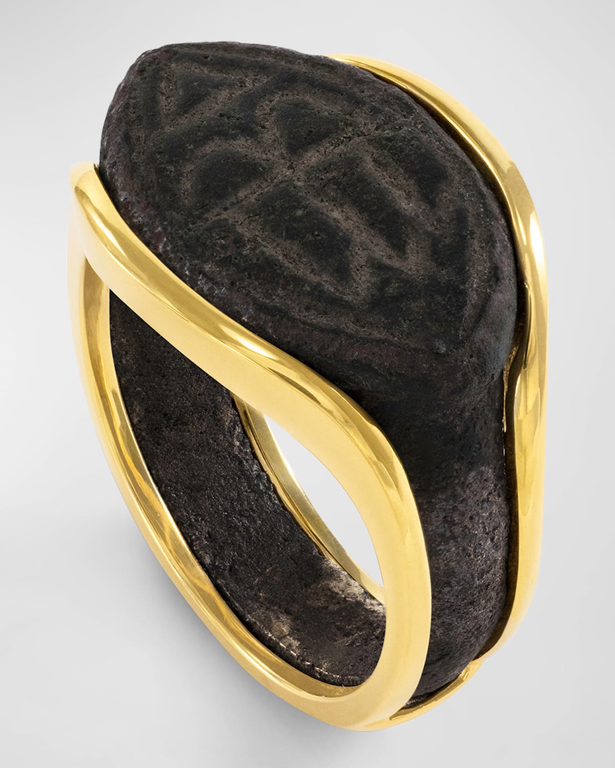 Men's 18K Yellow Gold Bronze Roman Ring, Size 9