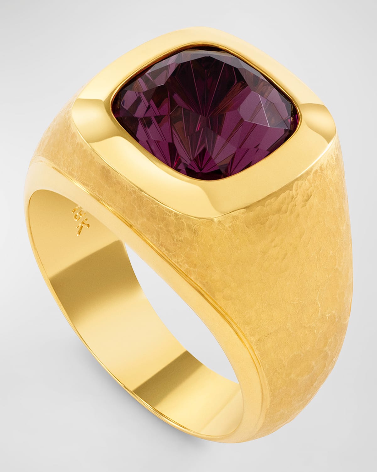 Men's 18K Yellow Gold Rhodolite Garnet Ring, Size 9.5