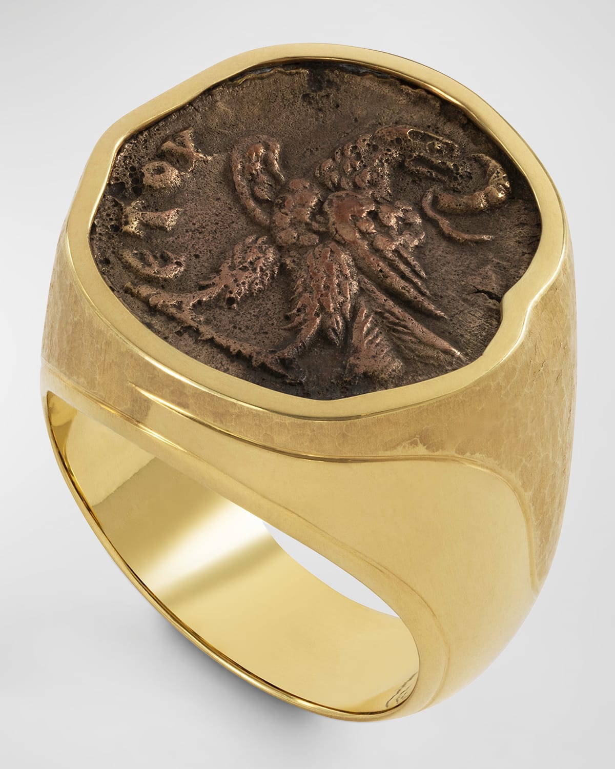 Jorge Adeler Men's 18k Yellow Gold Roman Eagle Coin Ring