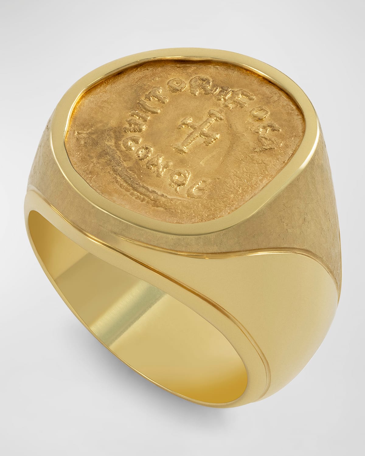 Men's 18K Yellow Gold Phocas Cross Coin Ring, Size 9