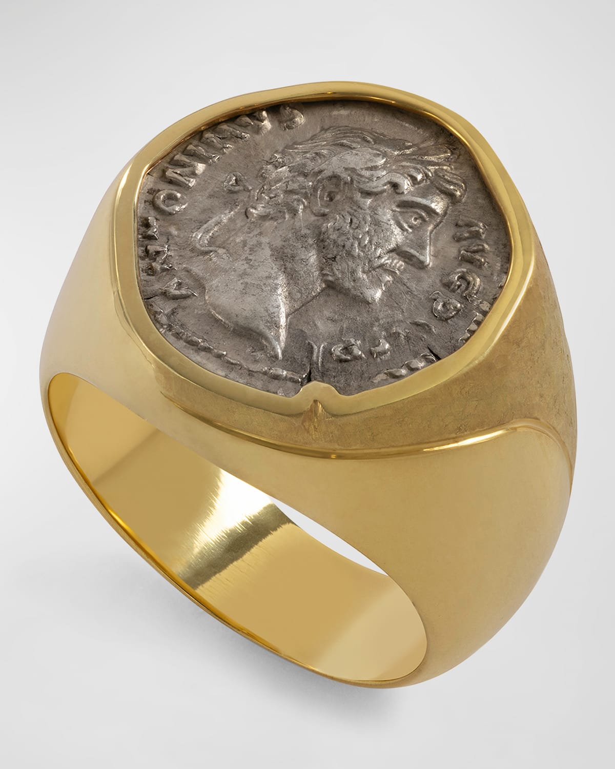 Men's 18K Gold Antoninus Pius Coin Ring, Size 9.5