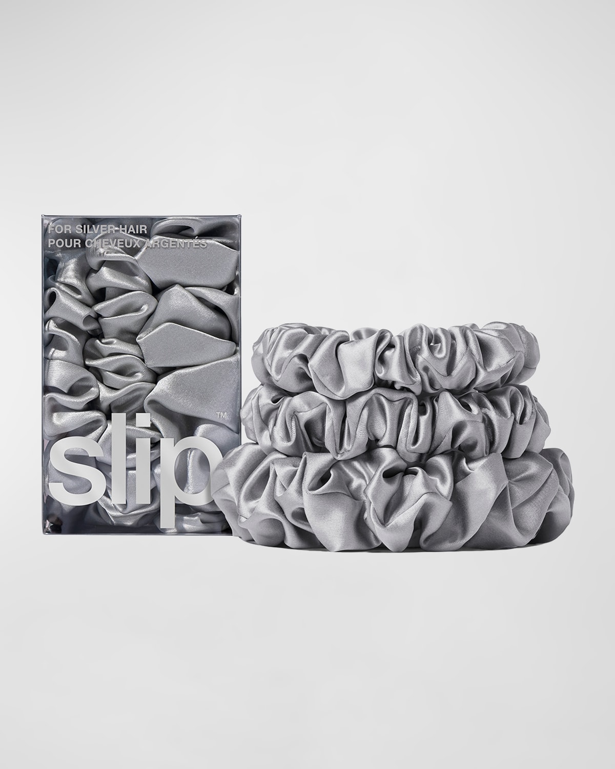 Slip Back To Basics Assorted Scrunchies, Set Of 3 In Silver