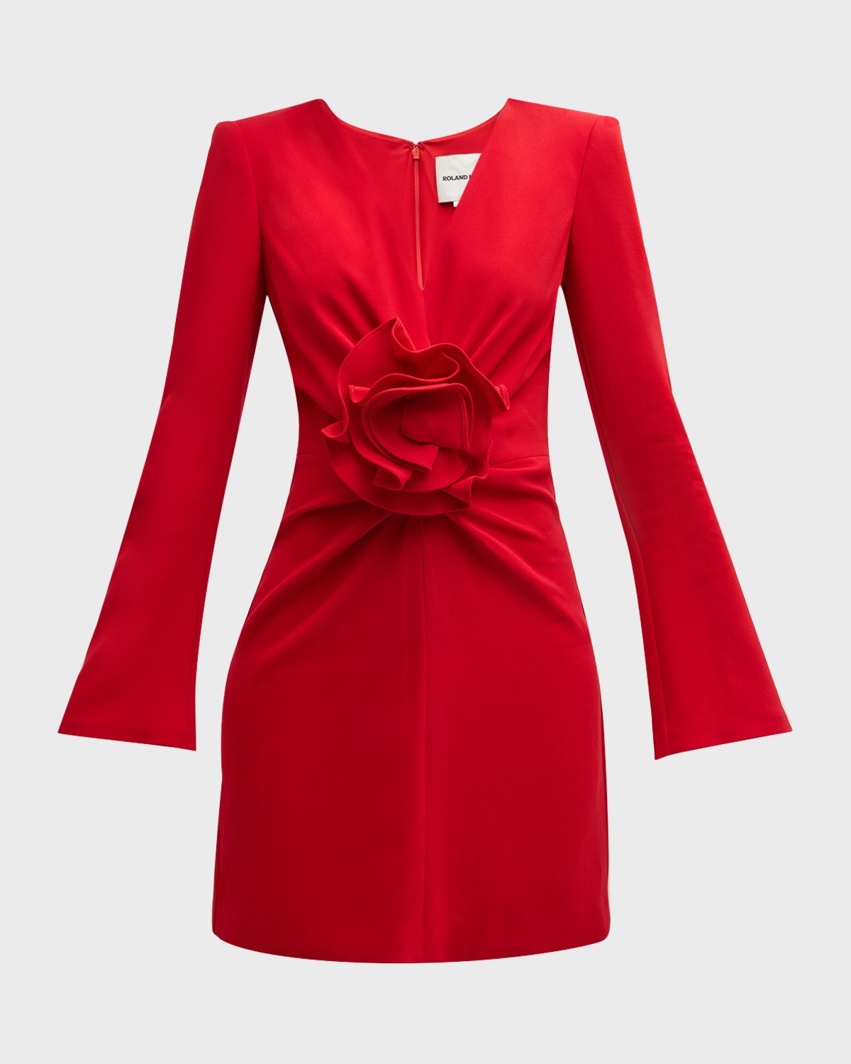 Roland Mouret Rose Long-sleeve Cady Mini Dress In Red