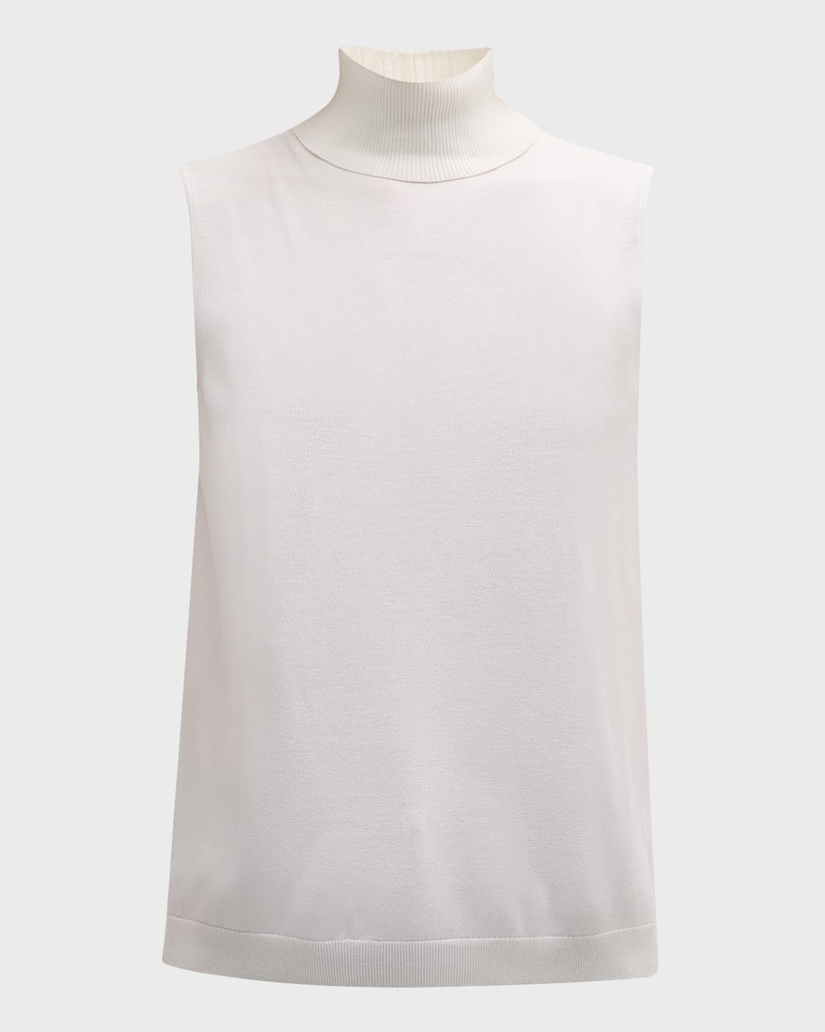 Sleeveless Matte Crepe Turtleneck Pullover