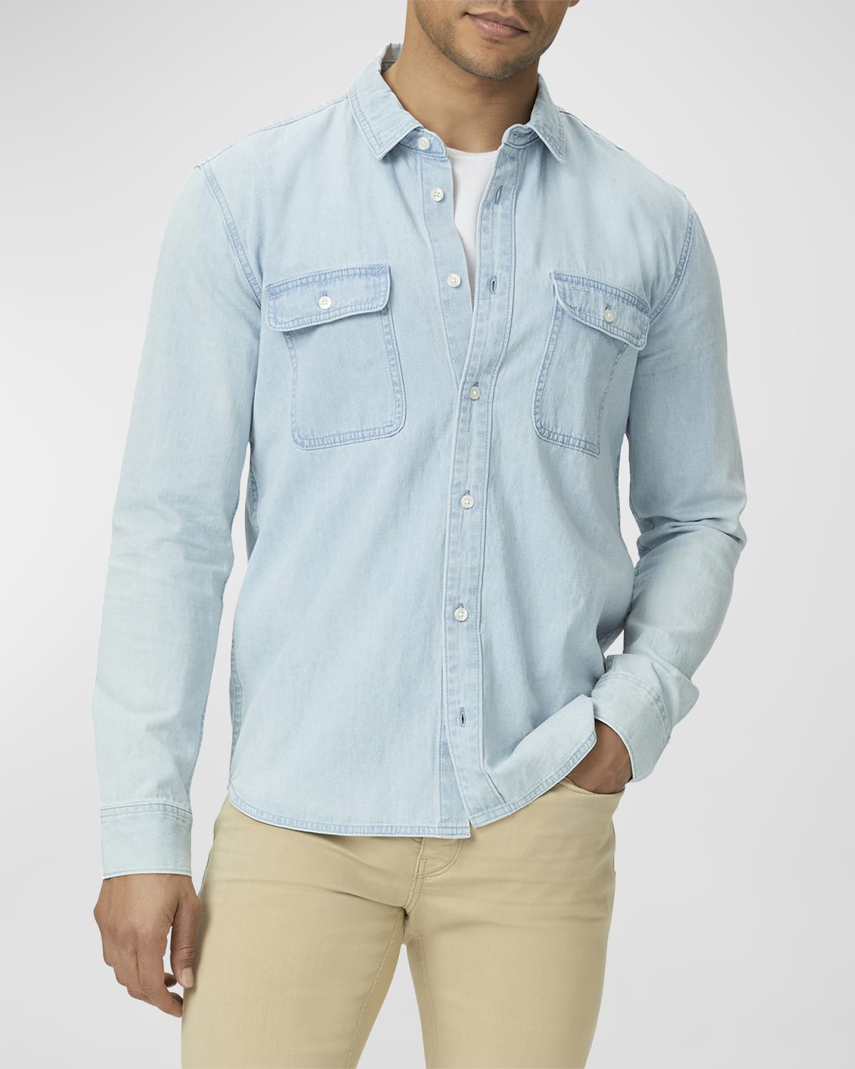 Shop Paige Men's Martin Denim Button-down Shirt In Asher