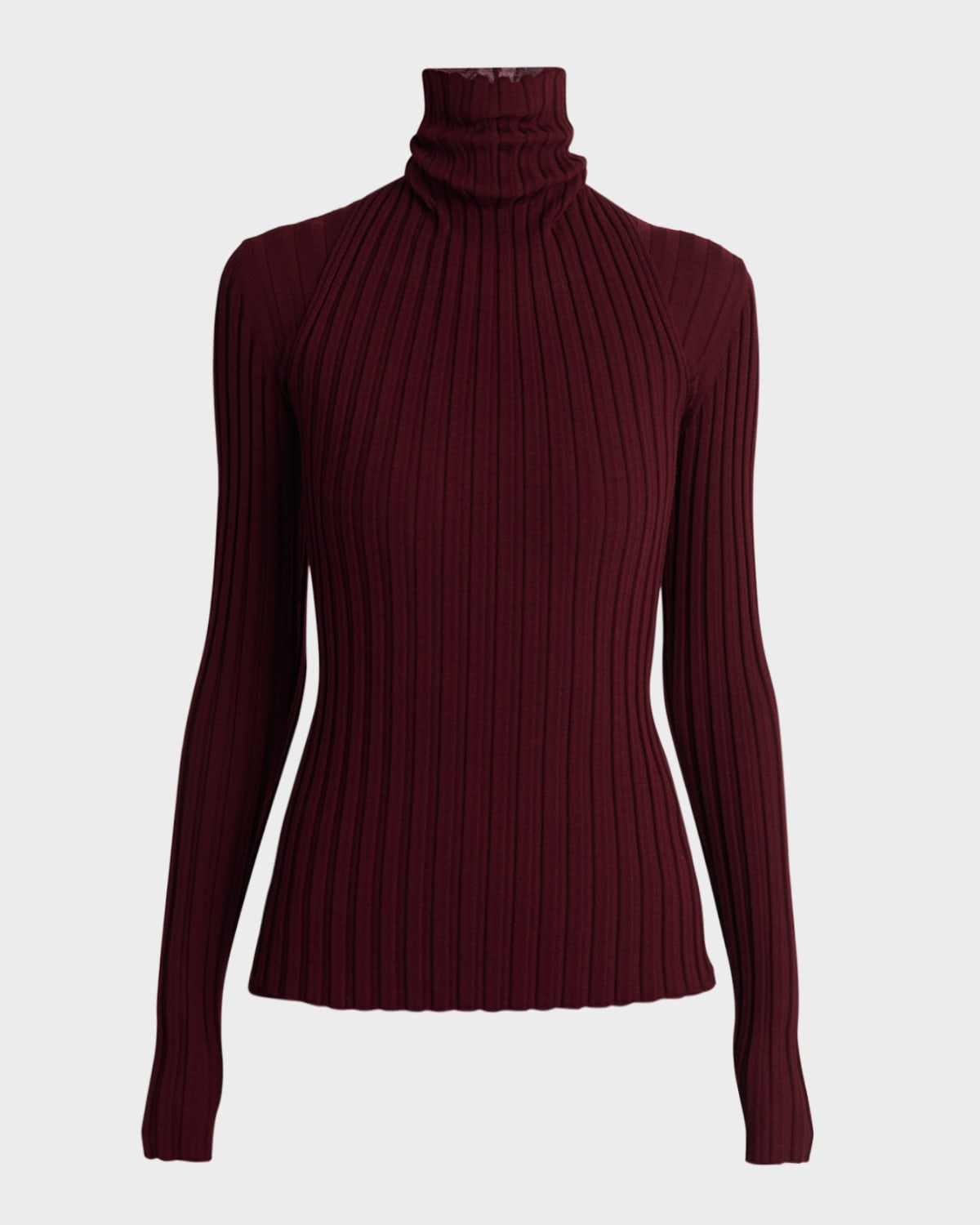 Ribbed Double-Layer Turtleneck Sweater
