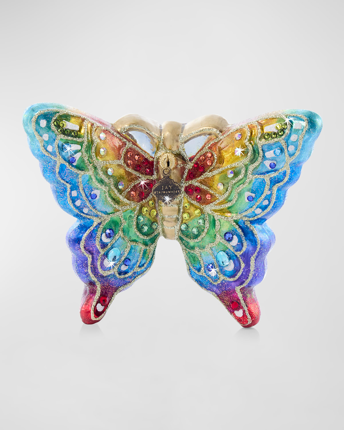 Jay Strongwater Rainbow Butterfly Glass Christmas Ornament