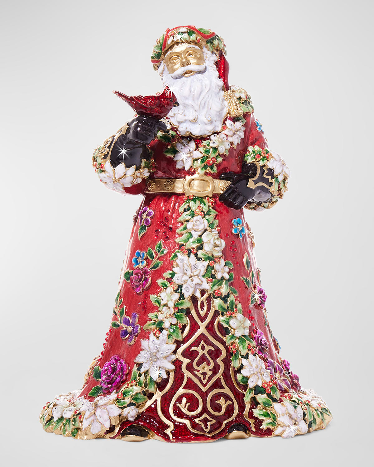 Jay Strongwater Floral Santa 14k Gold-plated And Crystal Figure
