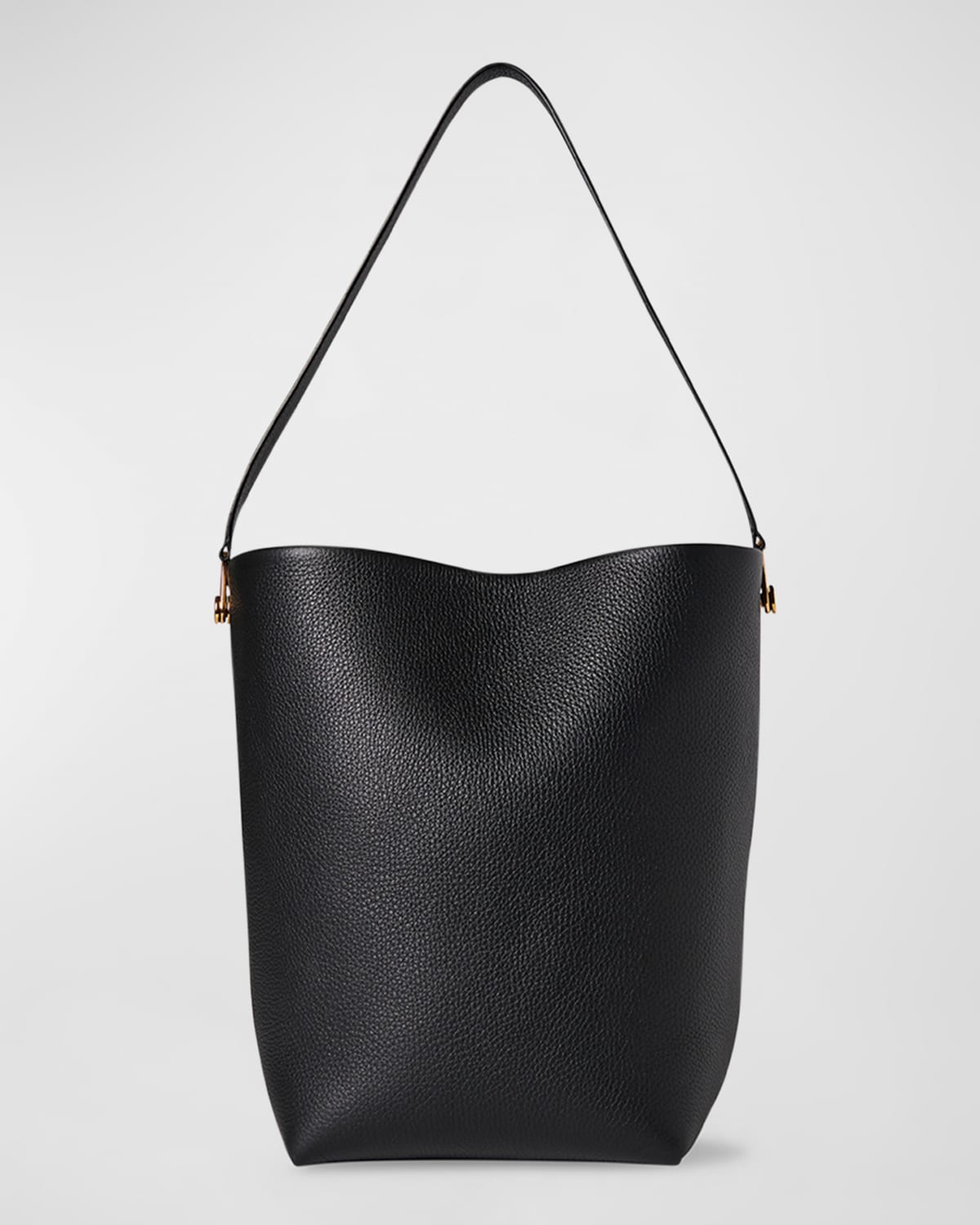 The Row Hook Small N/s Tote Gold In Lux Grained Calfskin In Black