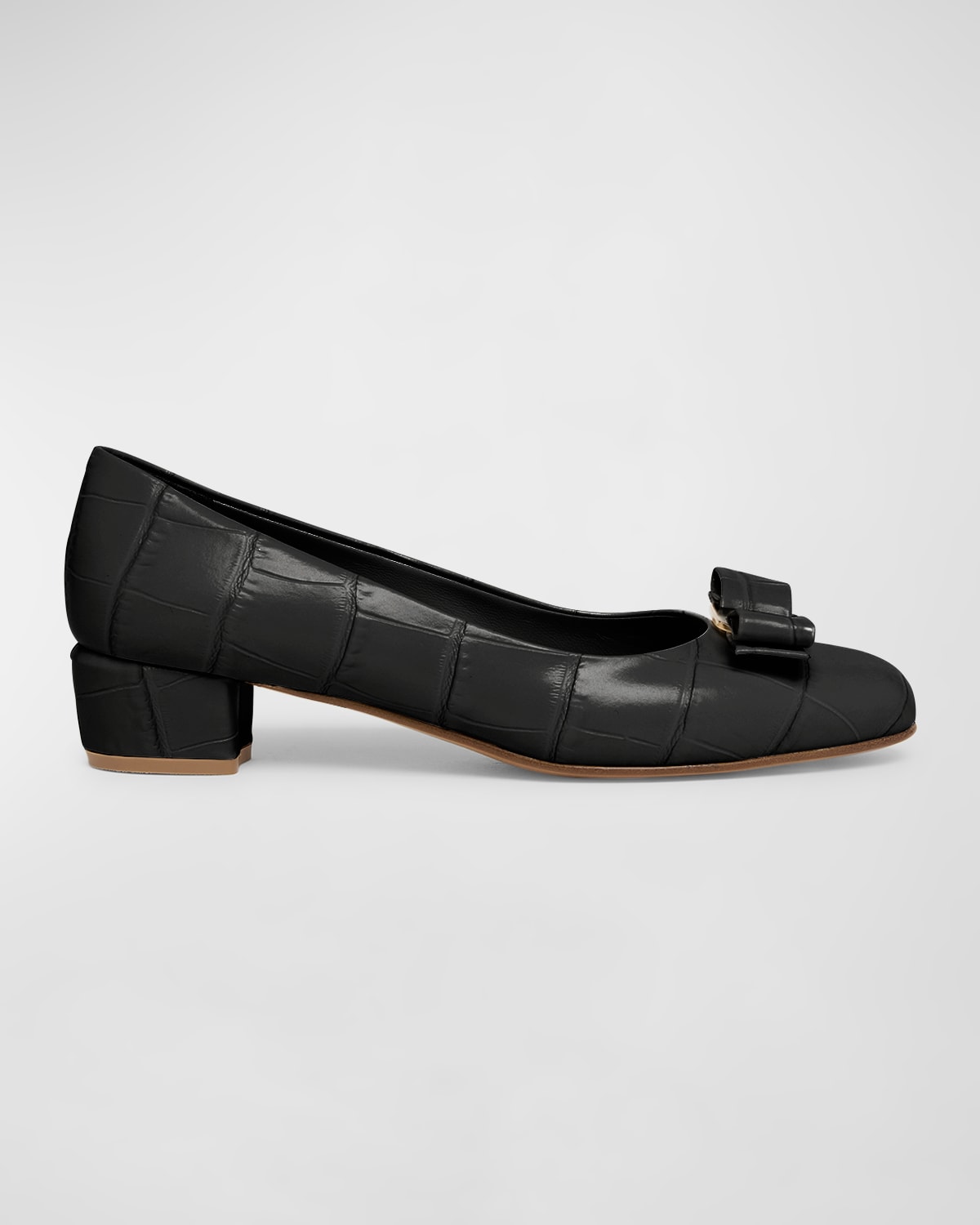 Vara Croco Bow Ballerina Pumps